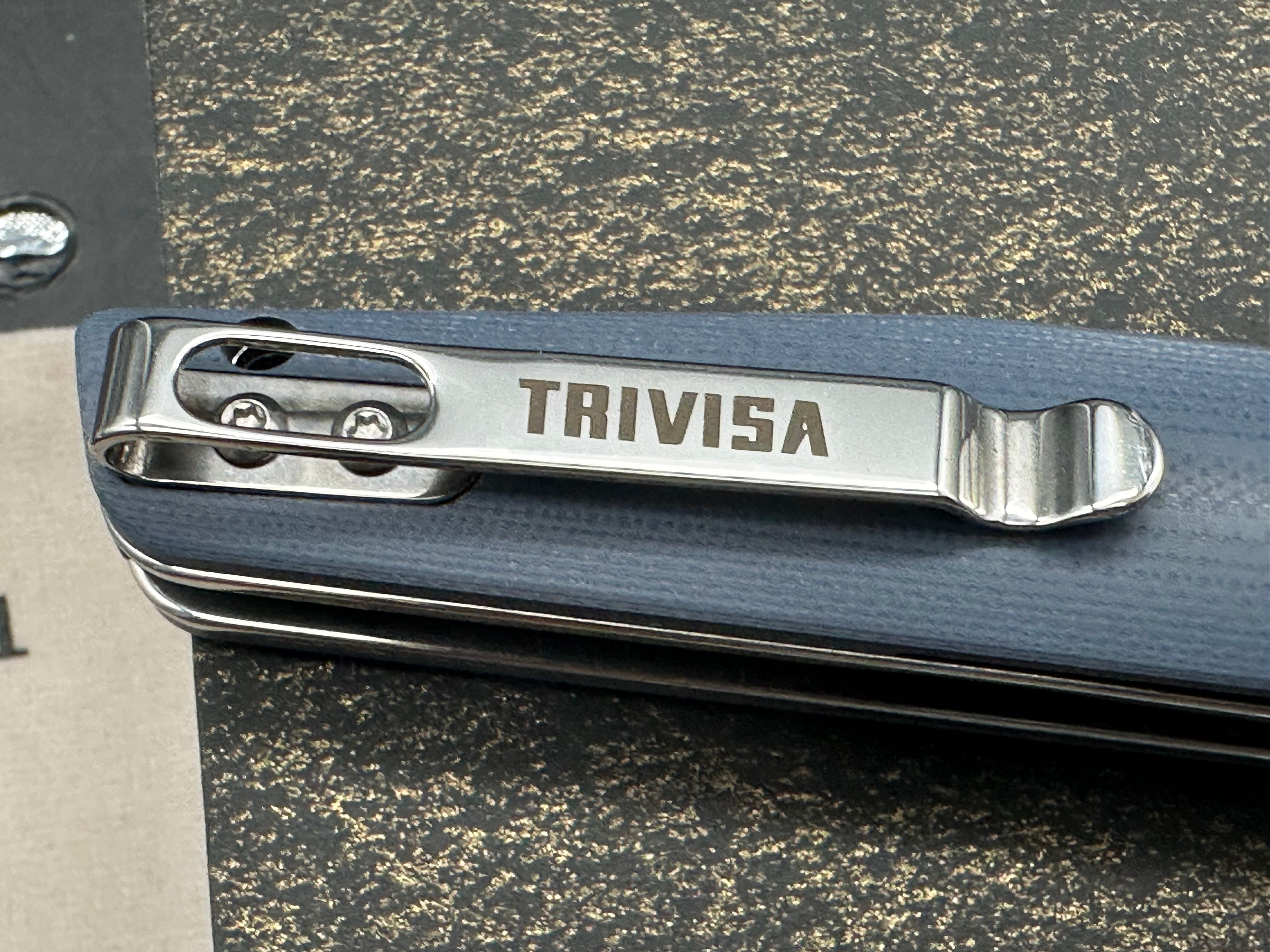 TRIVISA LEOMINOR-03G FOLDING KNIFE BLUE G10 HANDLE K110 PLAIN EDGE SATIN FINISH