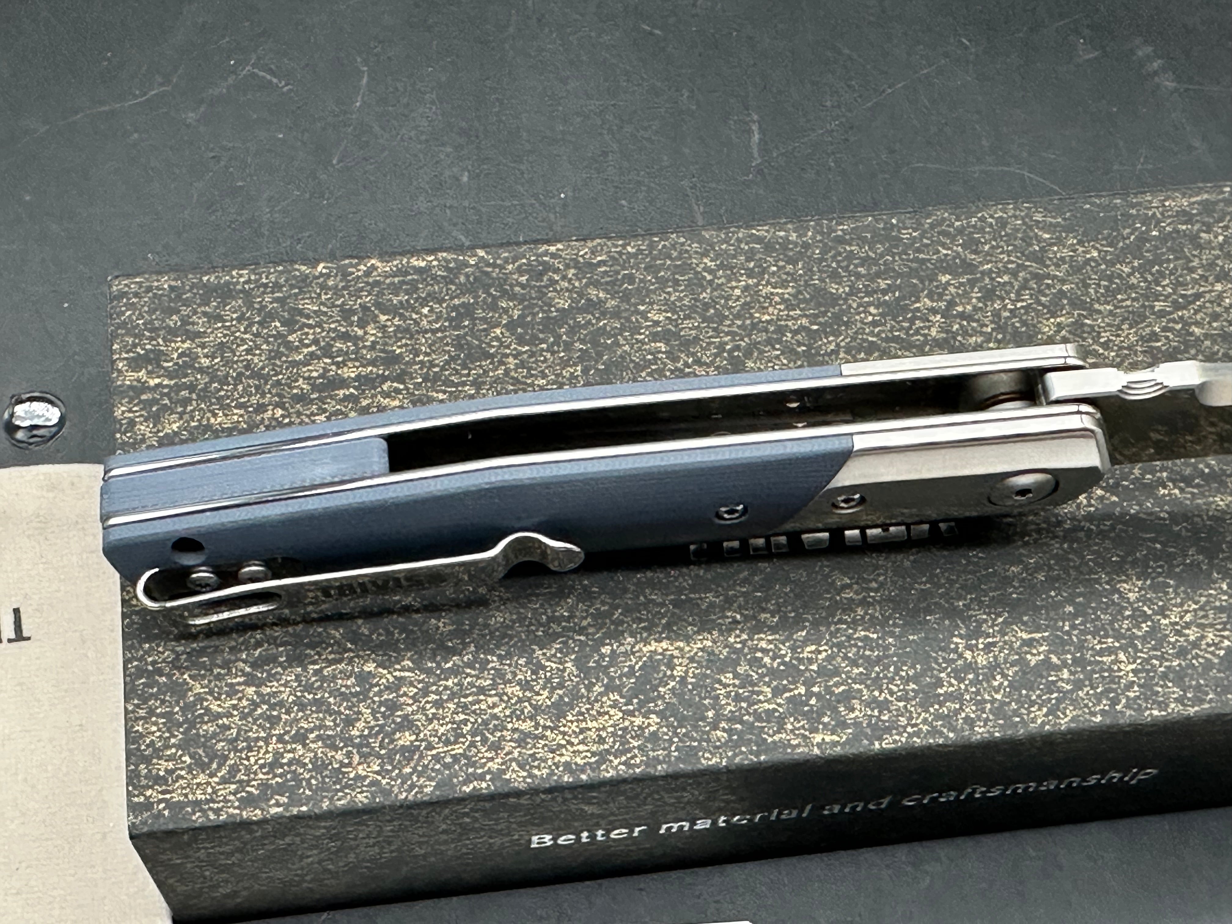 TRIVISA LEOMINOR-03G FOLDING KNIFE BLUE G10 HANDLE K110 PLAIN EDGE SATIN FINISH