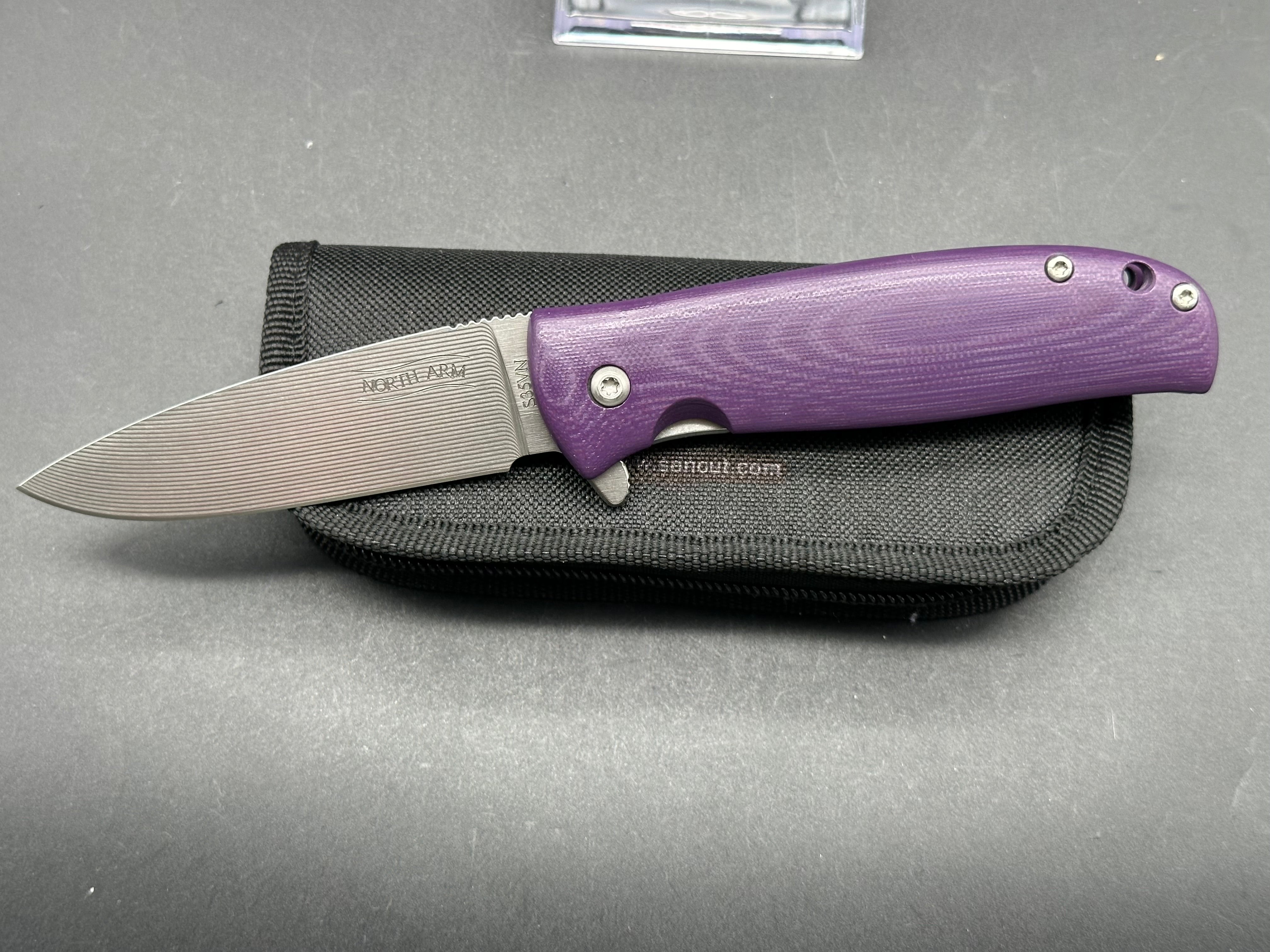 North Arm Skaha 2 3.3" S35VN CNC Milled Blade with Purple G10 Handle