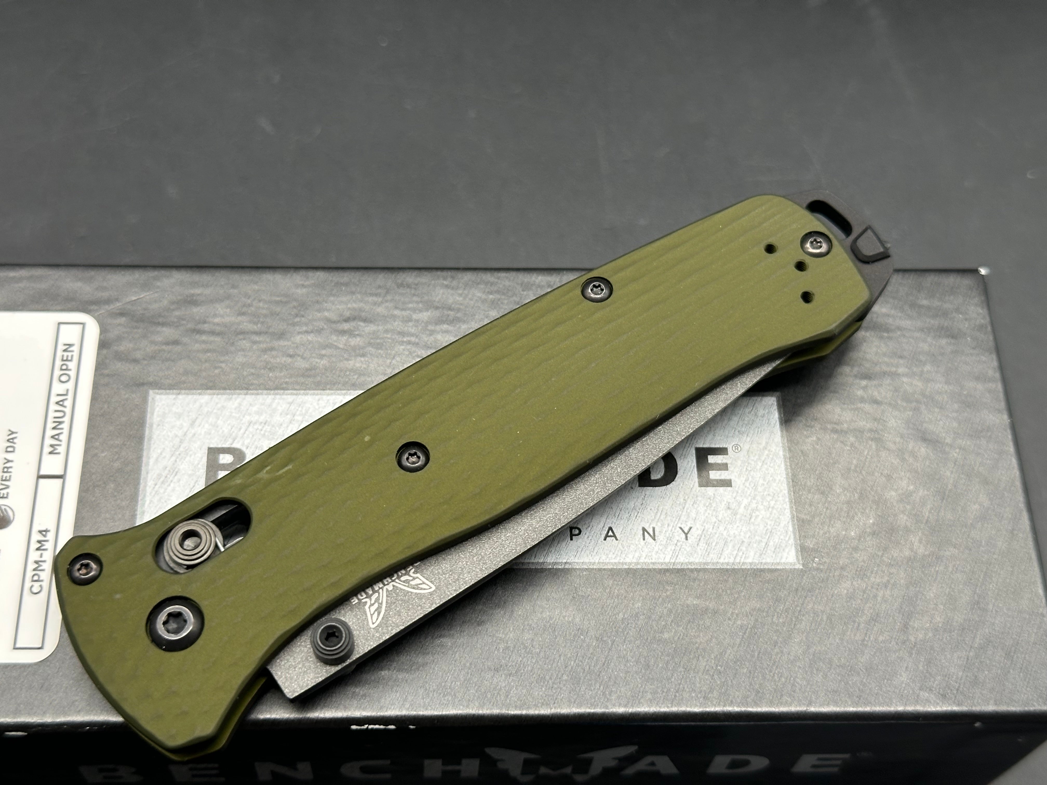 Benchmade Bailout AXIS Lock Knife Green Aluminum (3.4" Gray M4)