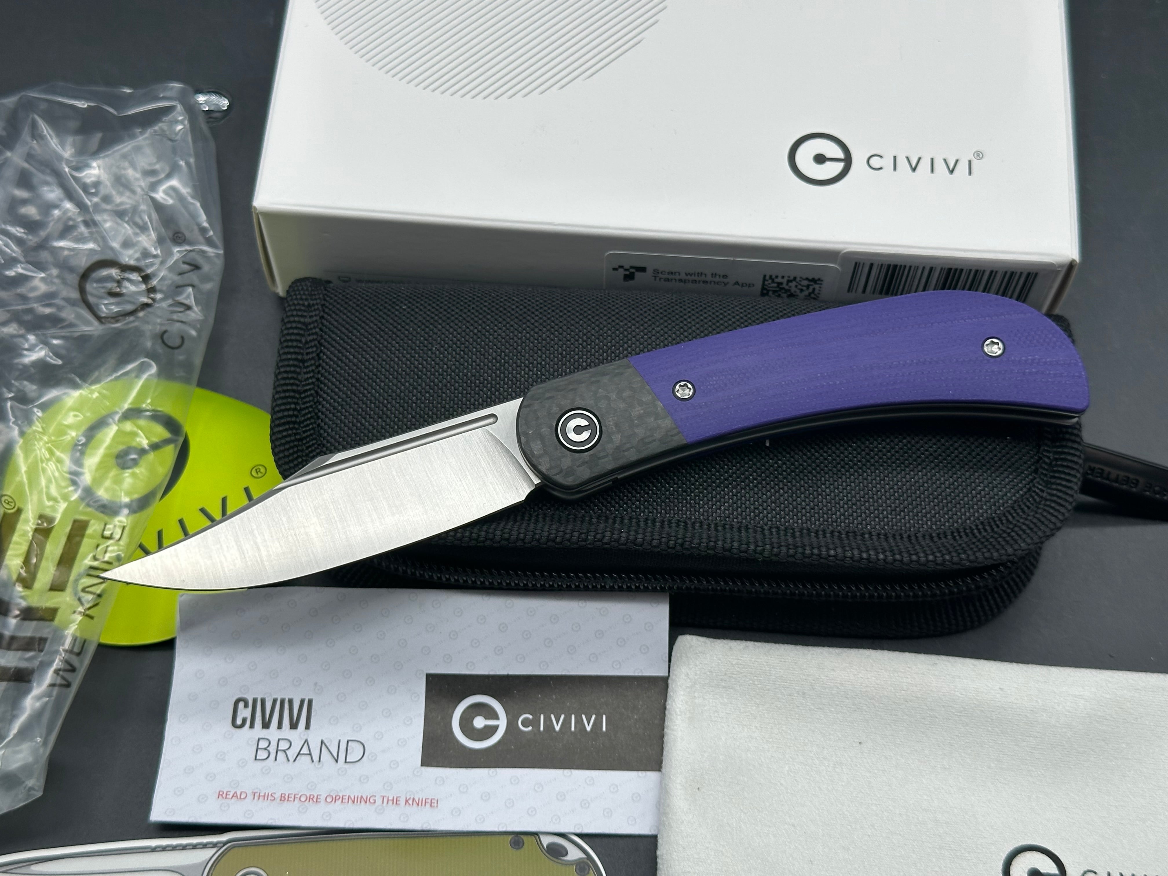 CIVIVI Appalachian Drifter 2 Liner Lock Knife Purple G-10 (3" Satin)
