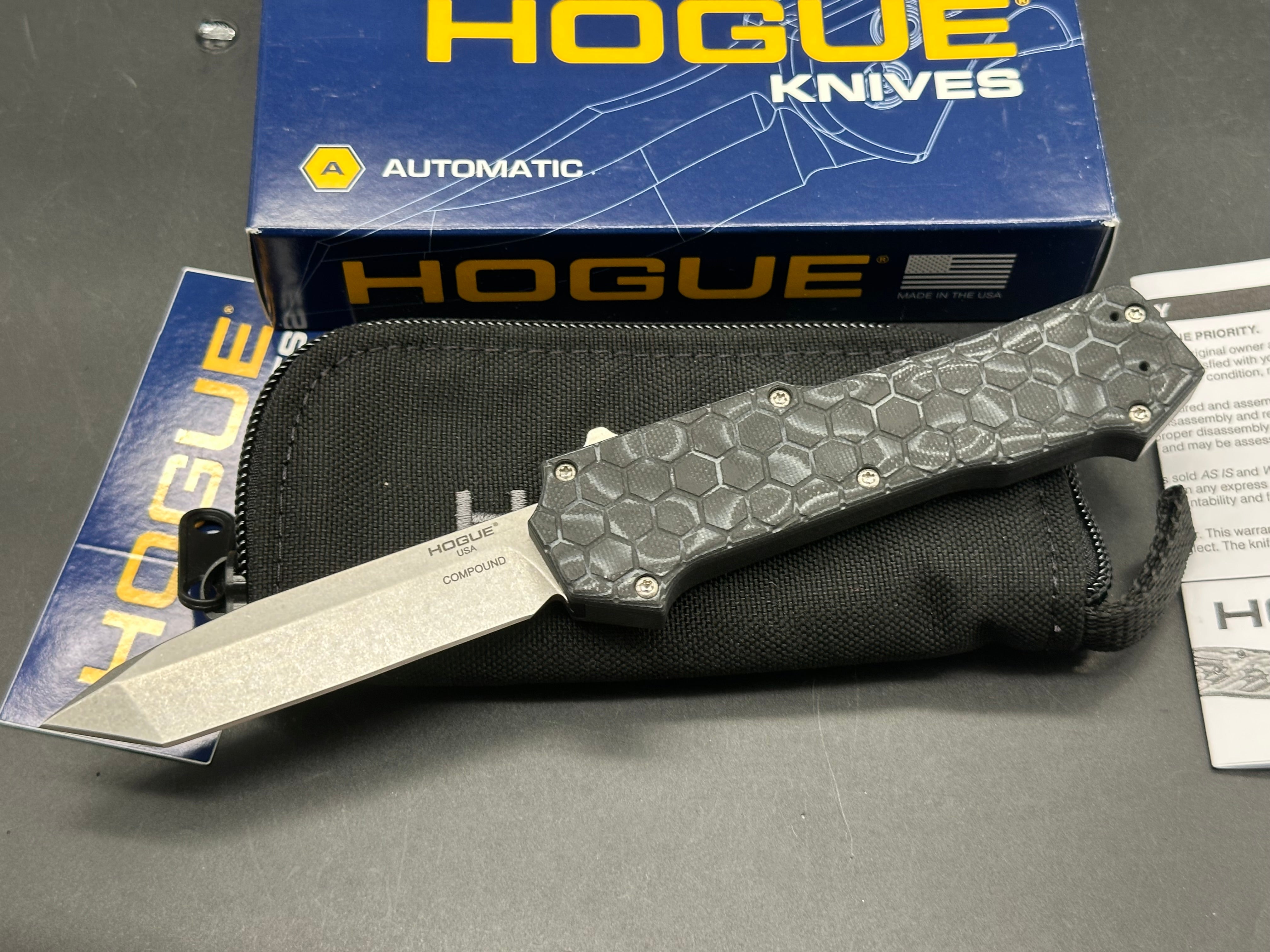 Hogue Compound Tumbled S30V Tanto G-Mascus Black G10 OTF Automatic 34029