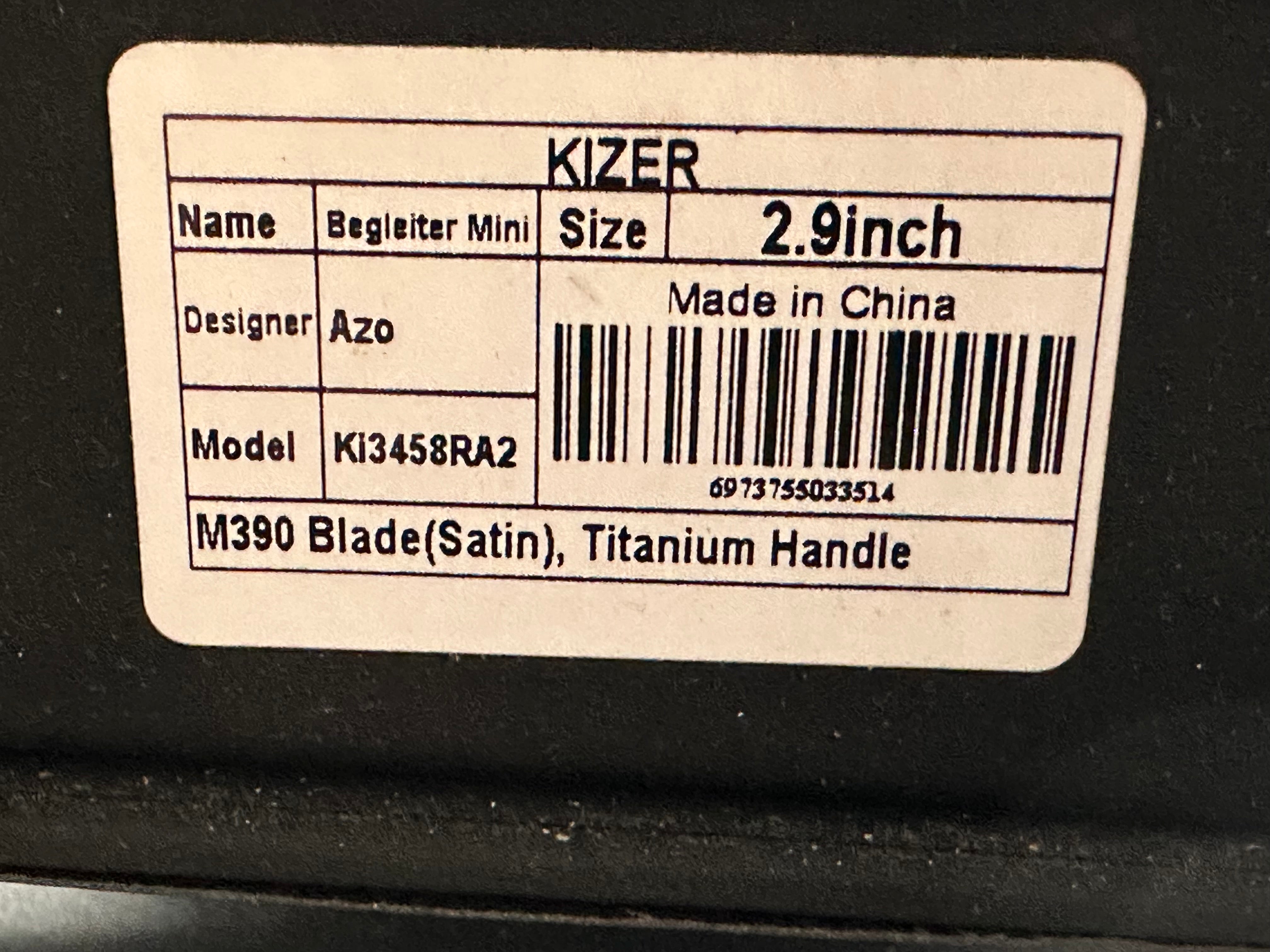 Kizer Begleiter Mini titanium frame lock folder w/M390 blade