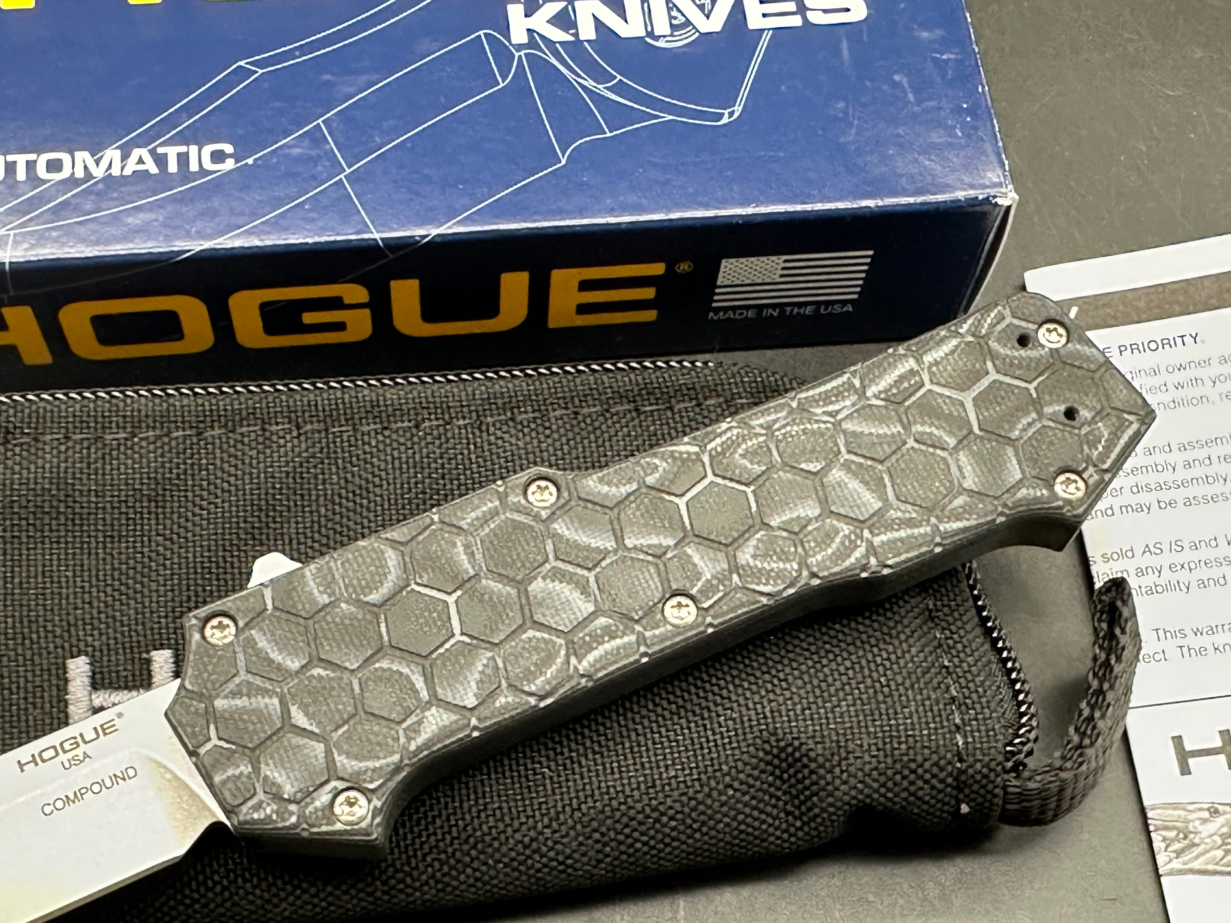 Hogue Compound Tumbled S30V Tanto G-Mascus Black G10 OTF Automatic 34029