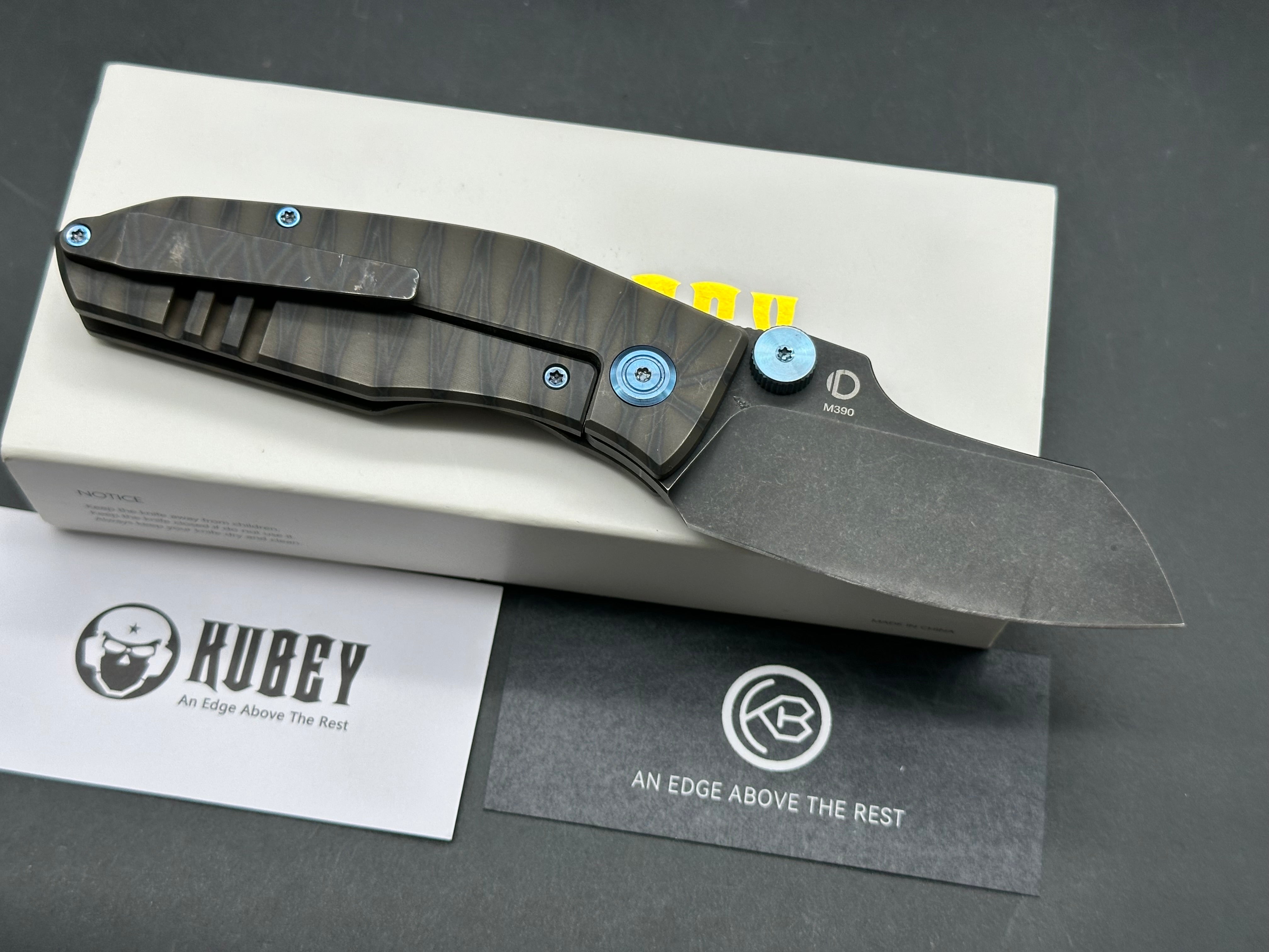 Kubey Monsterdog m390 blade flame Ti scales