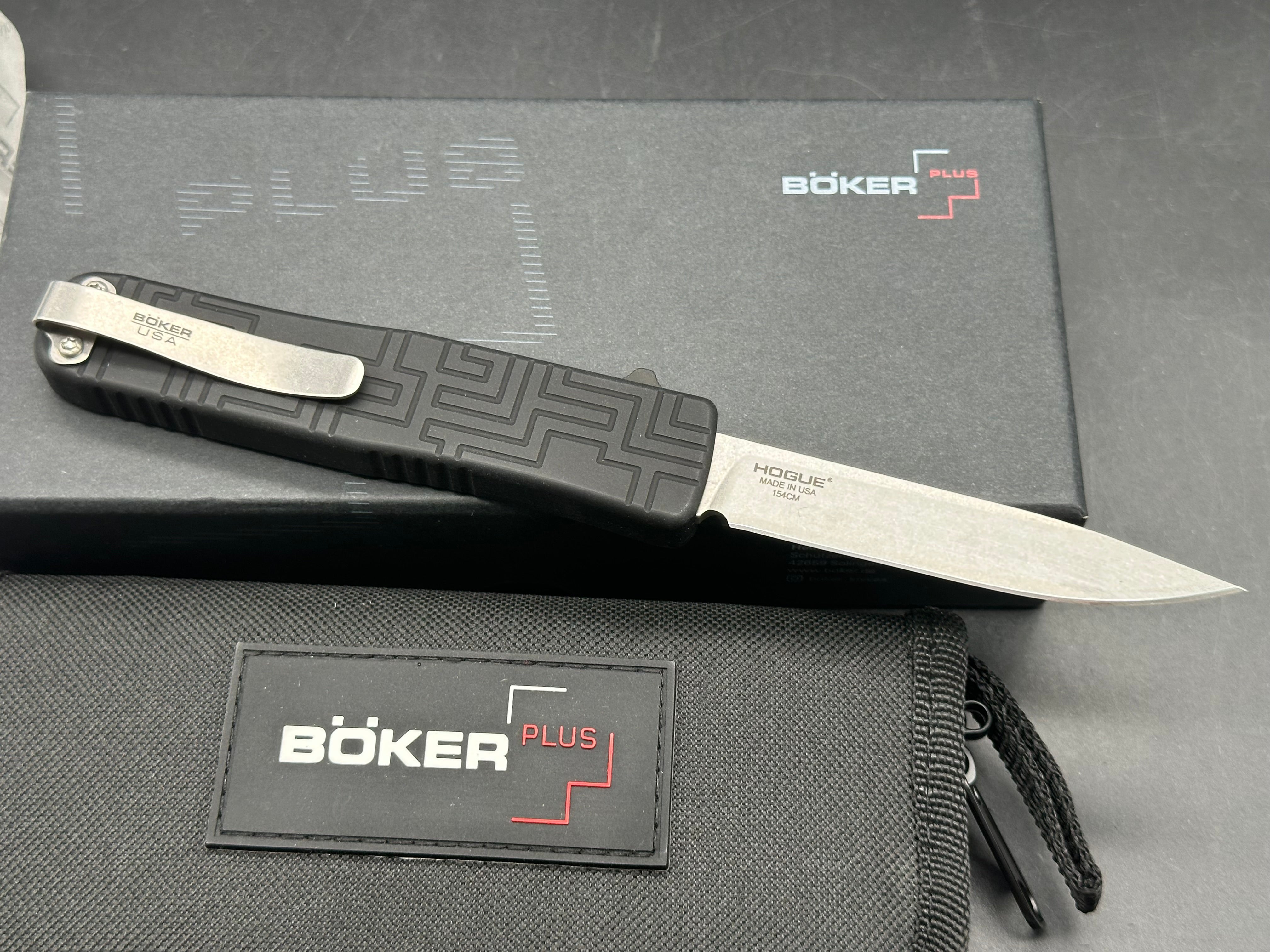 Boker USA OTF Automatic Knife Black Aluminum (3.5" Stonewash)