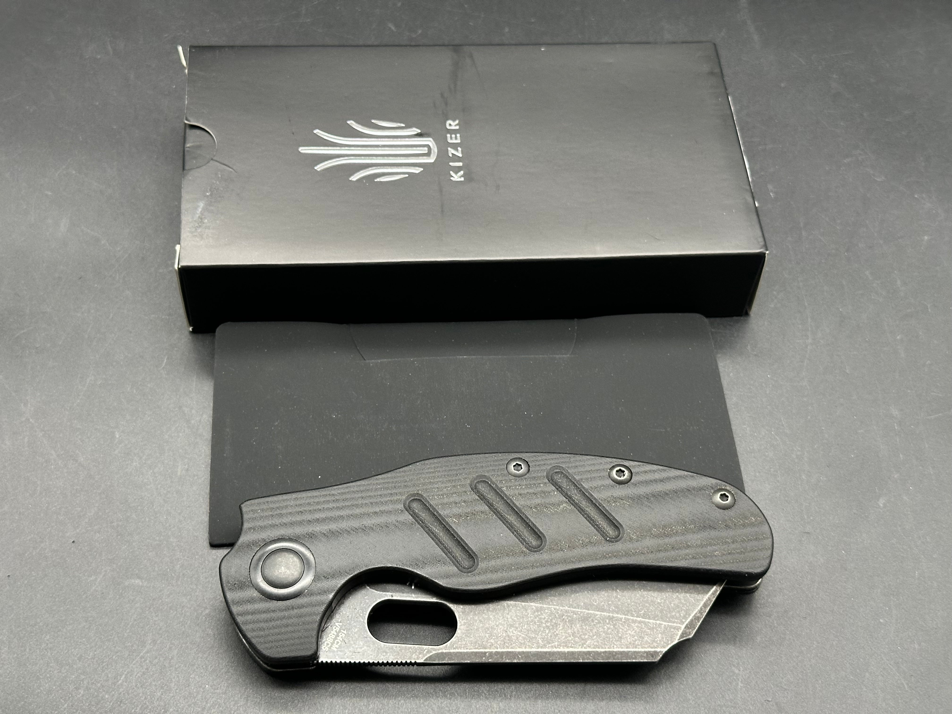 Kizer sheepdog XL 154cm blade black stone wash micarta scales