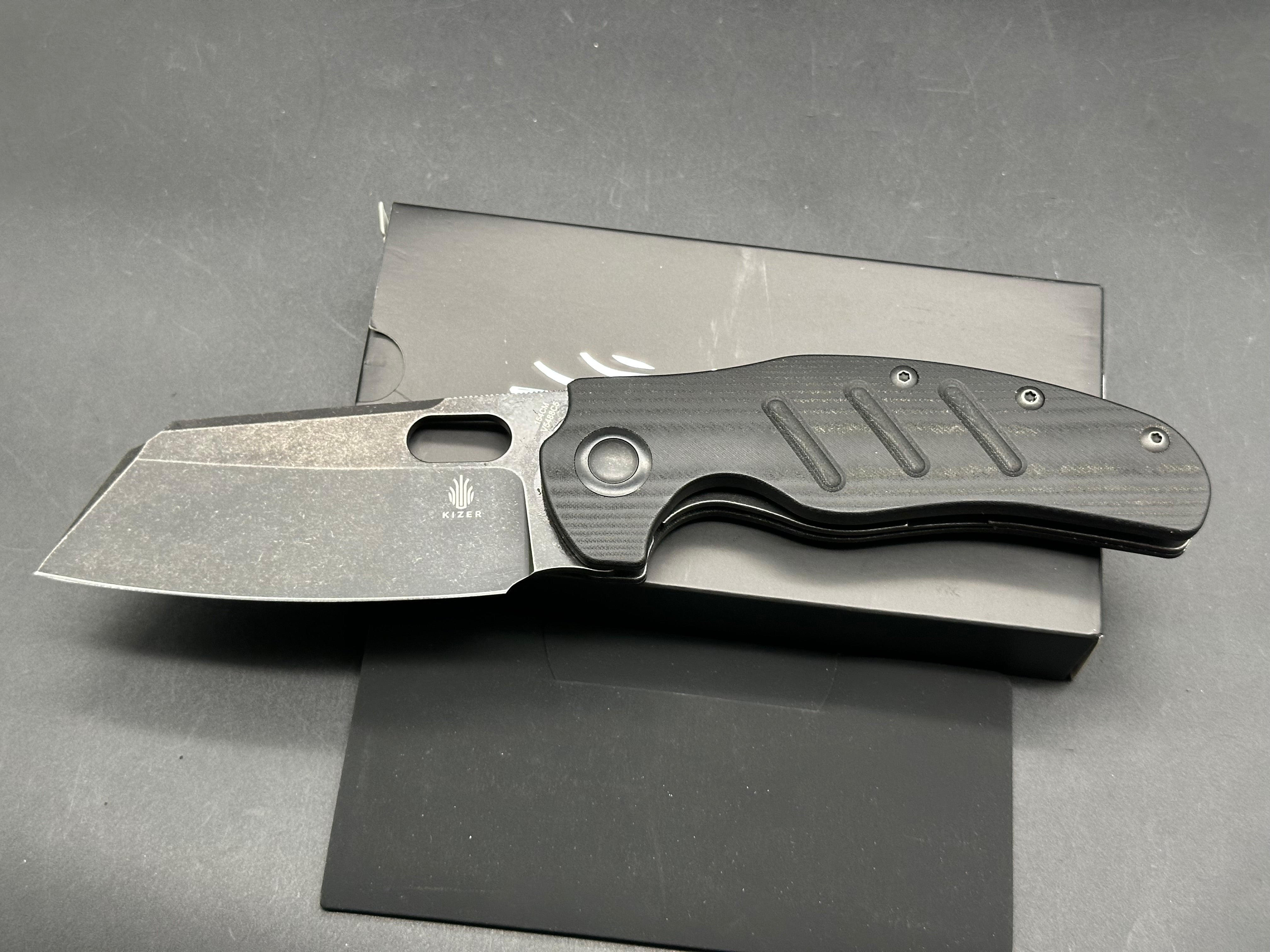 Kizer sheepdog XL 154cm blade black stone wash micarta scales