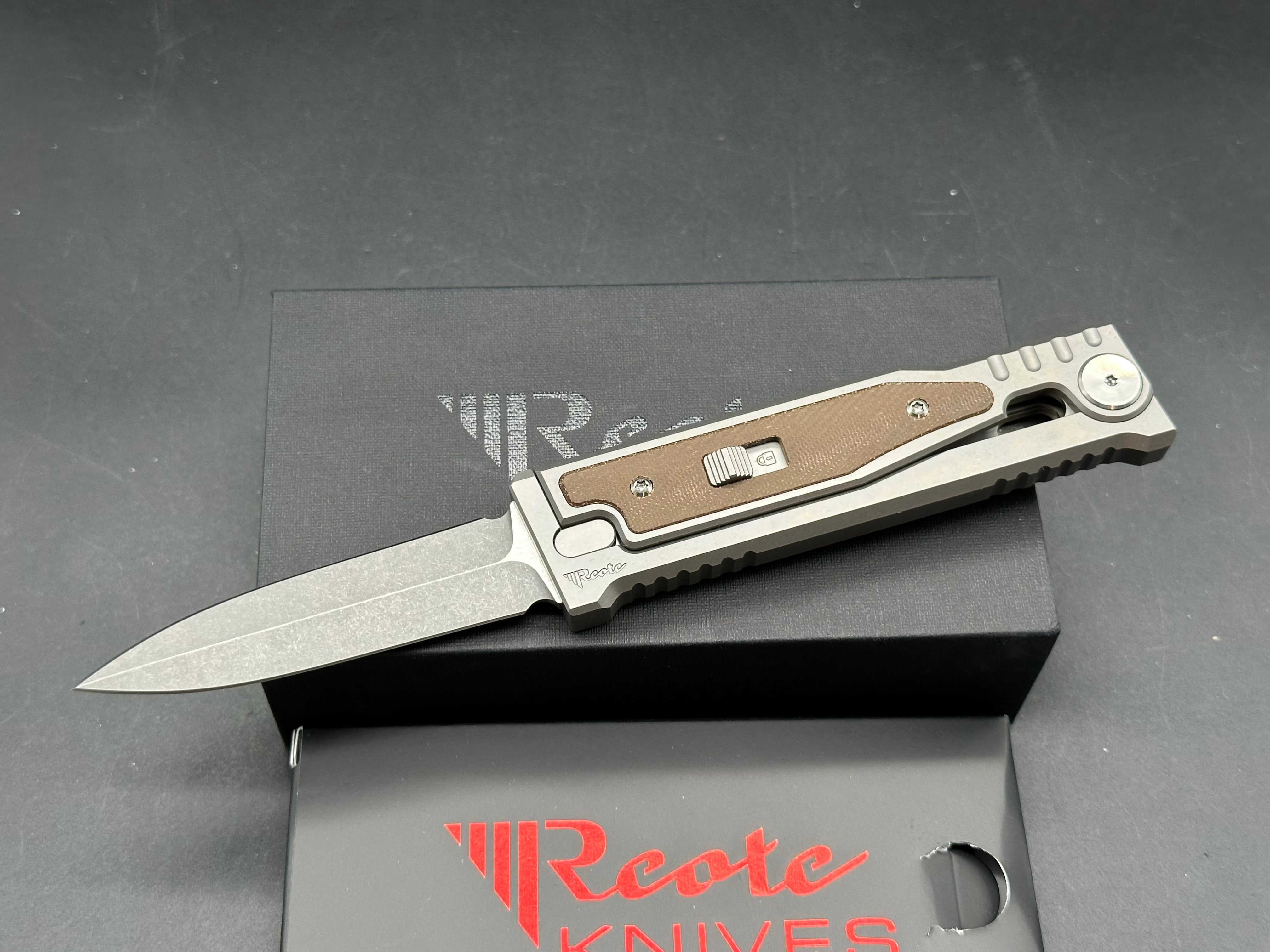 Reate Exo-M #149 Double Edge CPM-3V titanium/Green Micarta