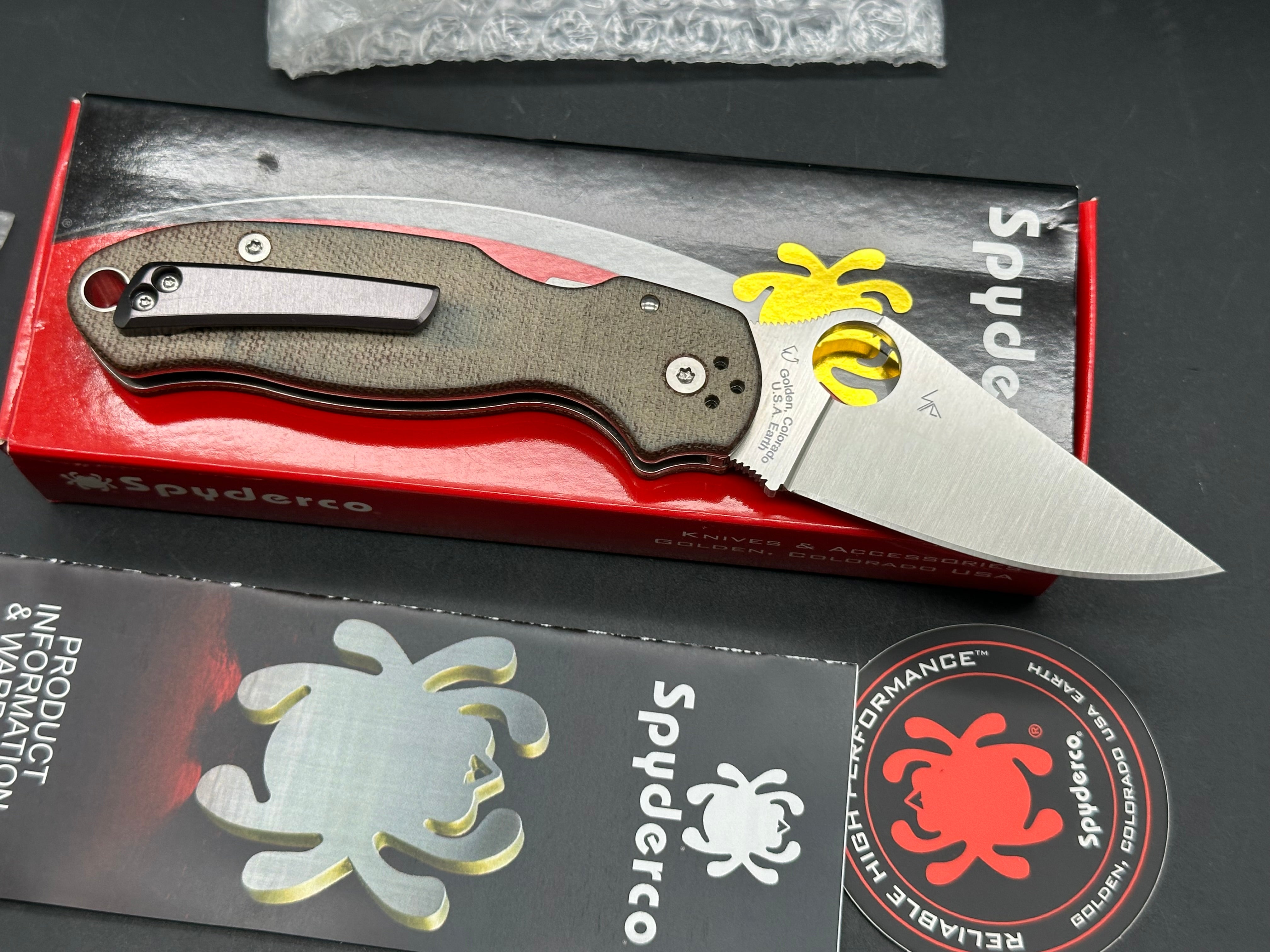 Spyderco para 3 cruwear blade micarta scales