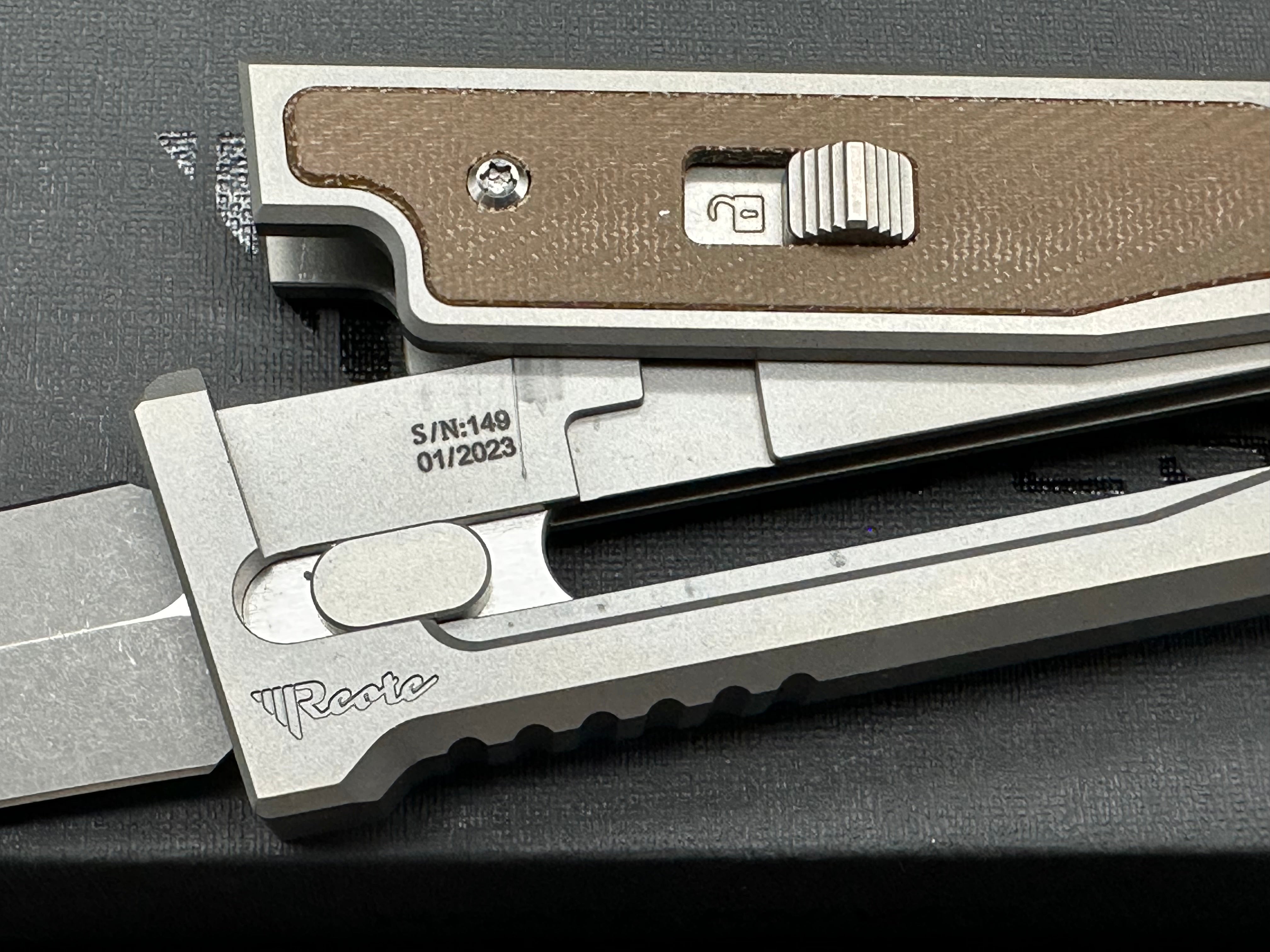 Reate Exo-M #149 Double Edge CPM-3V titanium/Green Micarta