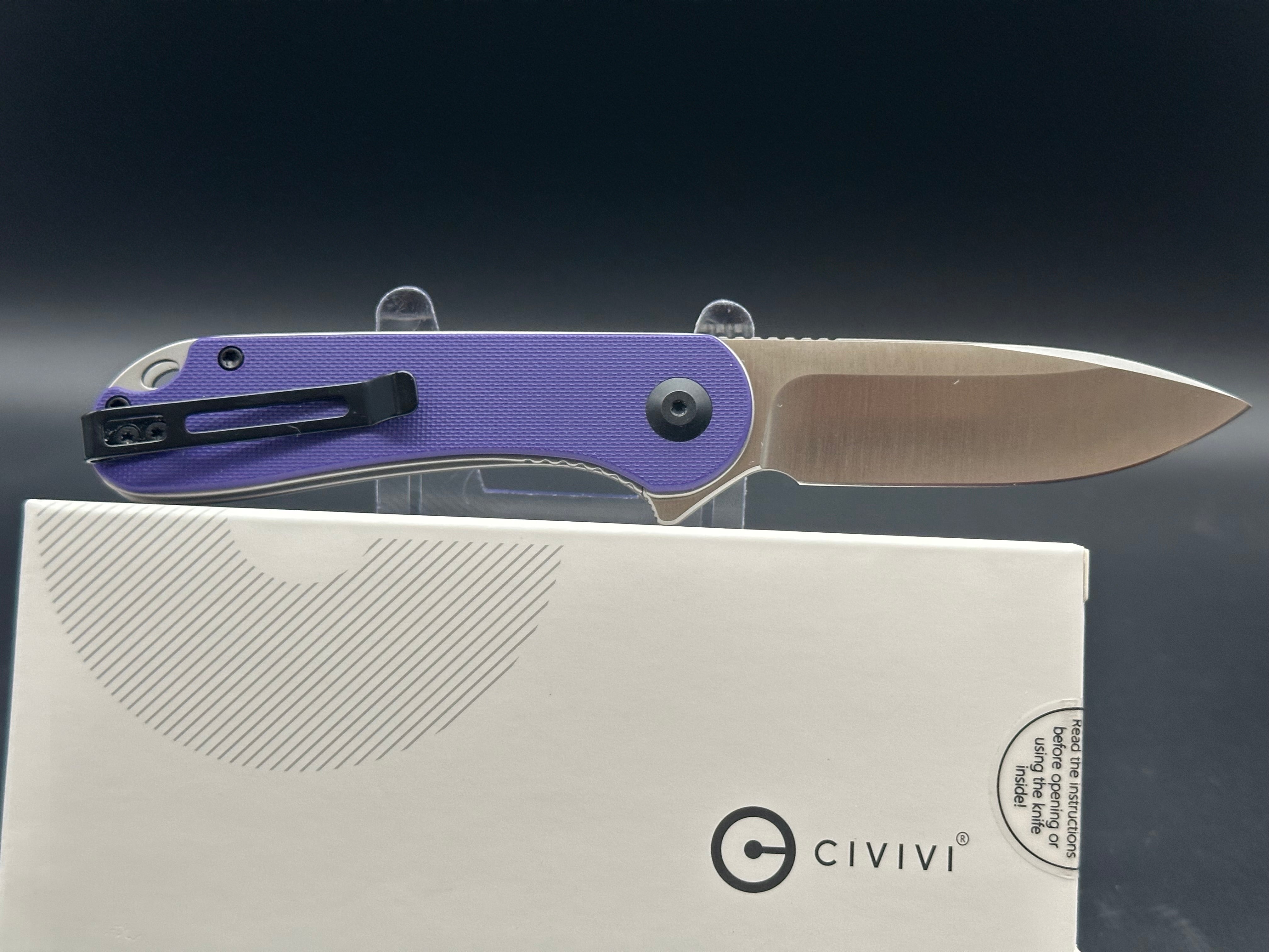 CIVIVI Elementum Liner Lock Knife Purple G-10 (2.9" Satin D2)