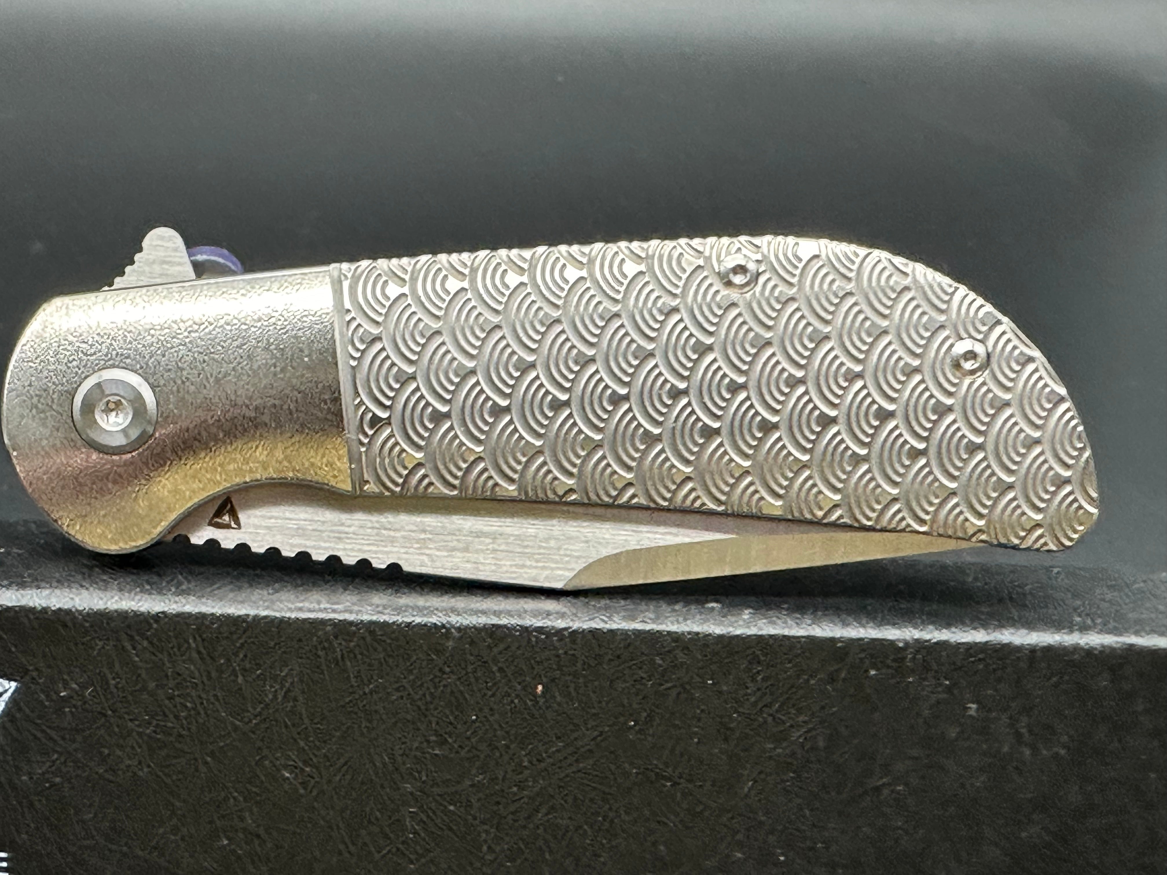 Tuya Rackham Jack Titanium seigaiha pattern bowie blade