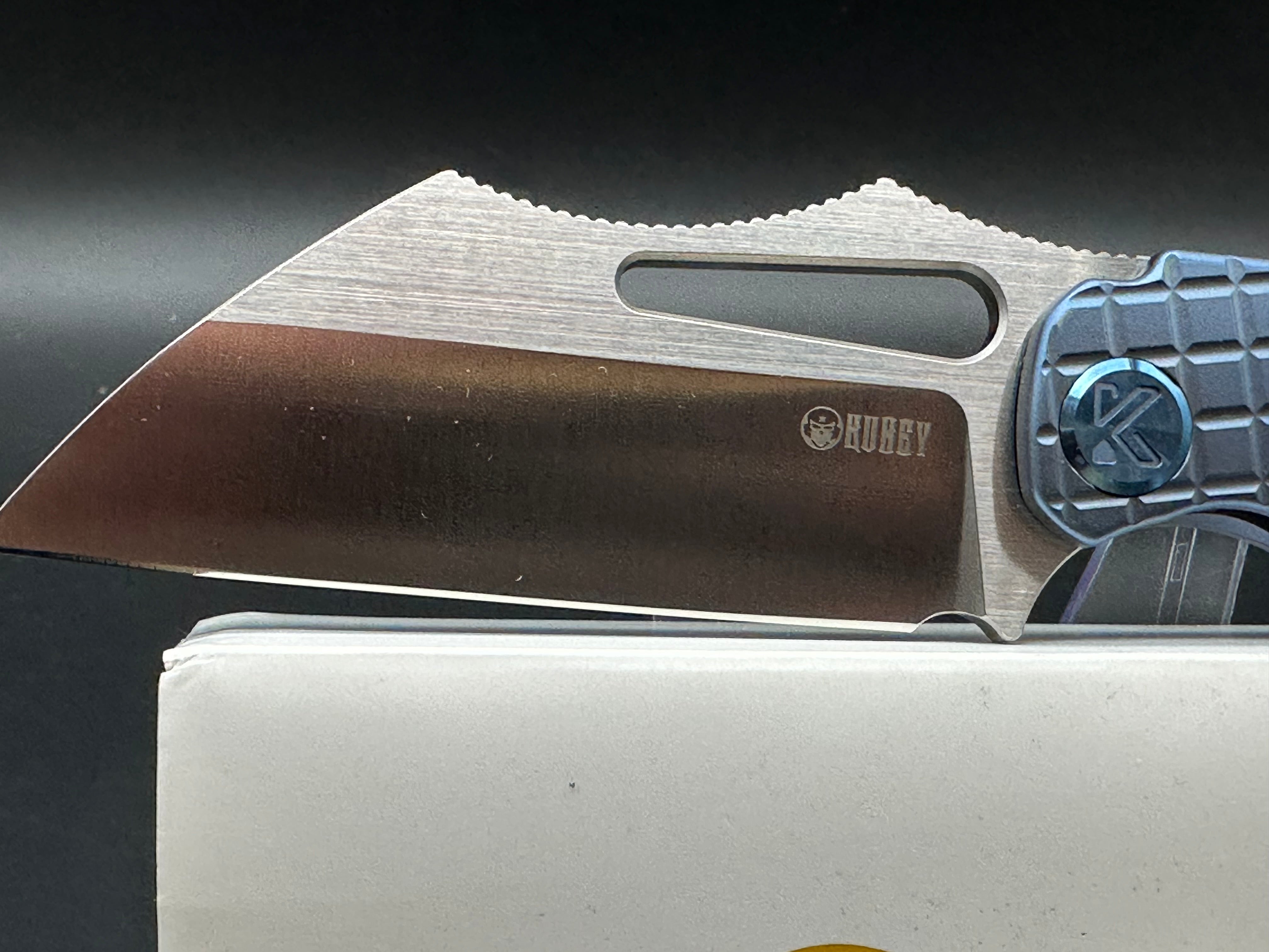 Kubey Sylow Blue Titanium Handle 3.46 14C28N Blade