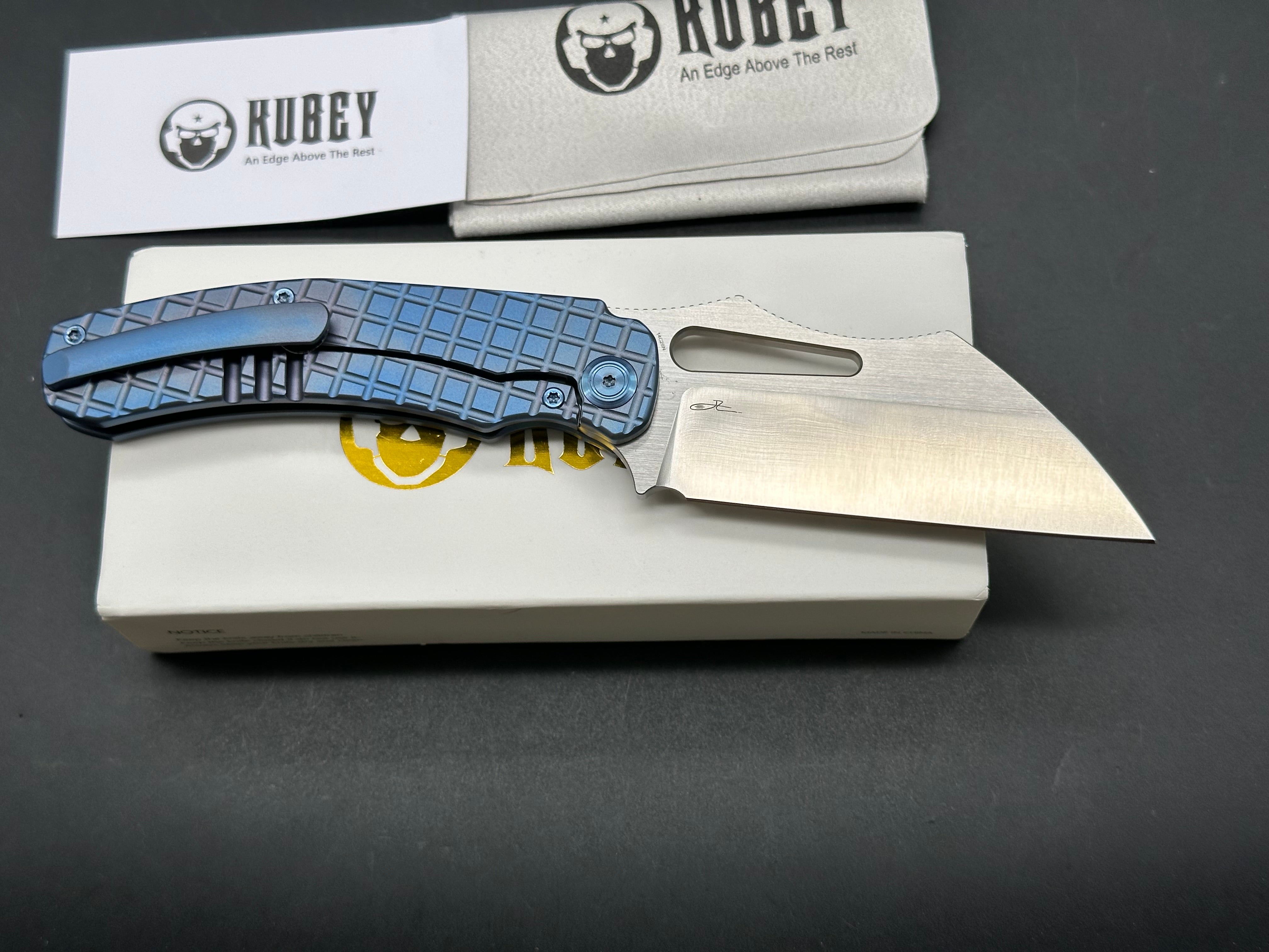 Kubey Sylow Blue Titanium Handle 3.46 14C28N Blade