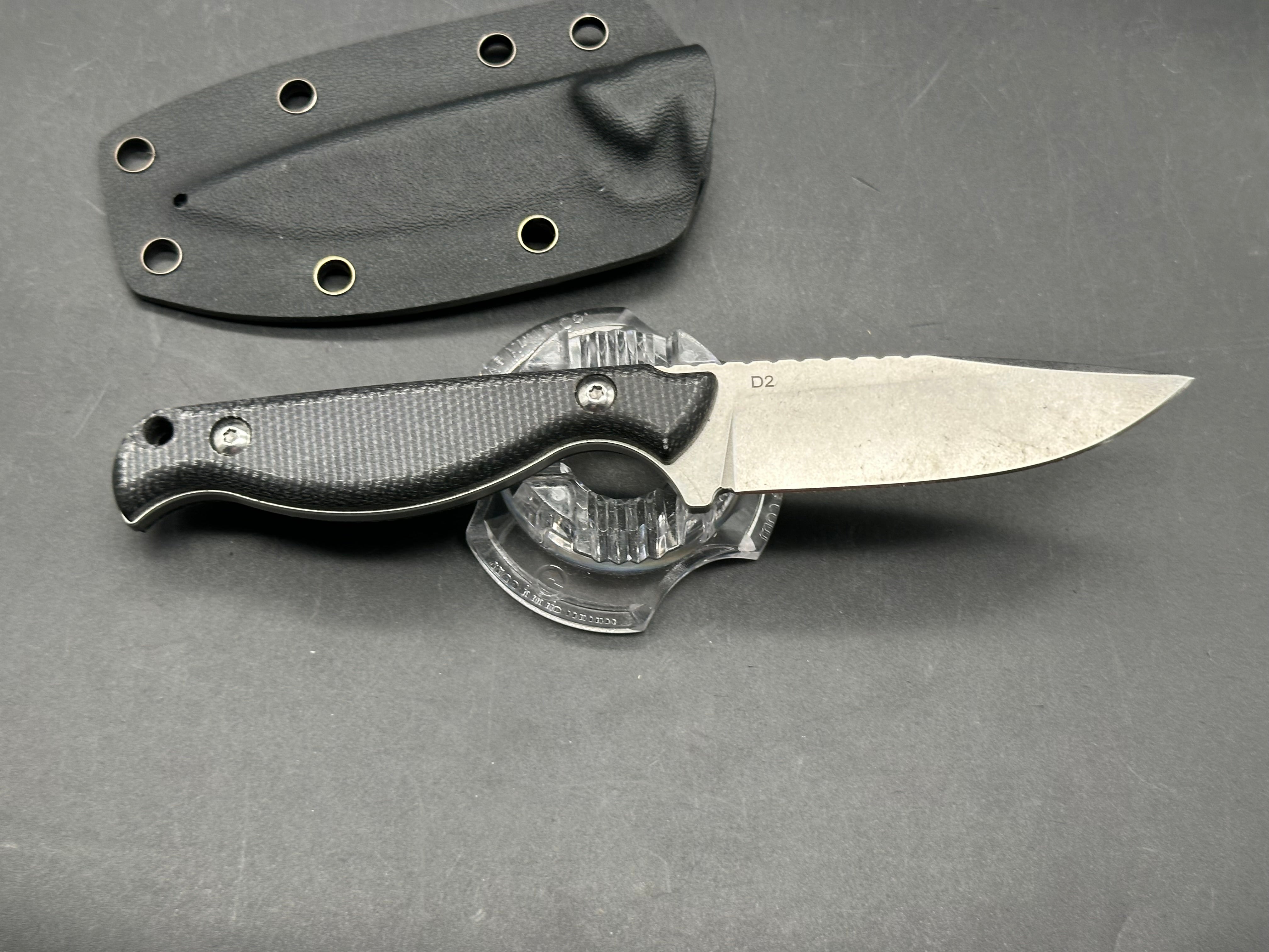 Fixed Blade Drachenader Knife D2 blade black micarta w/sheath