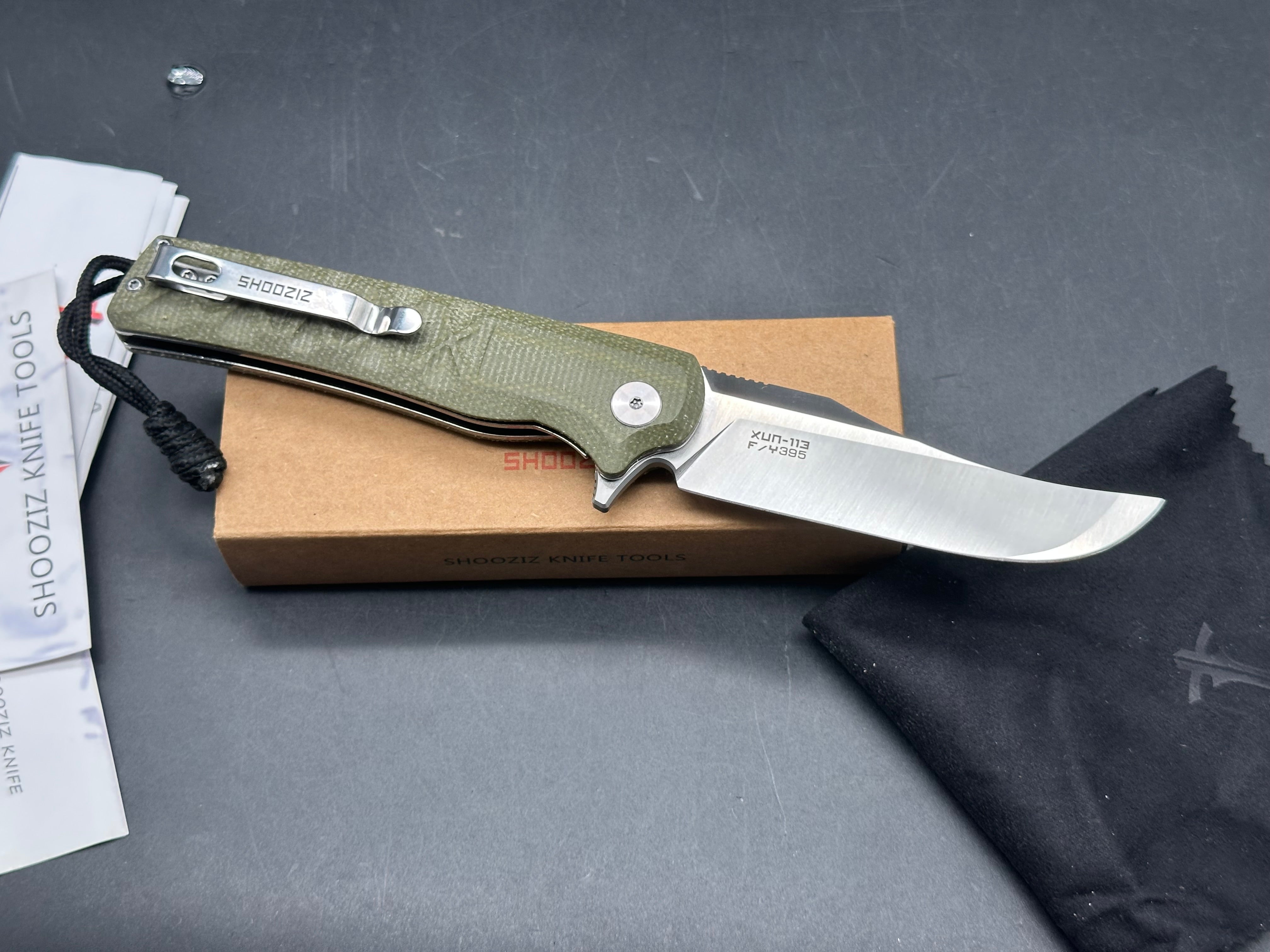Shooziz XUN 113 folding knife 14C28N blade