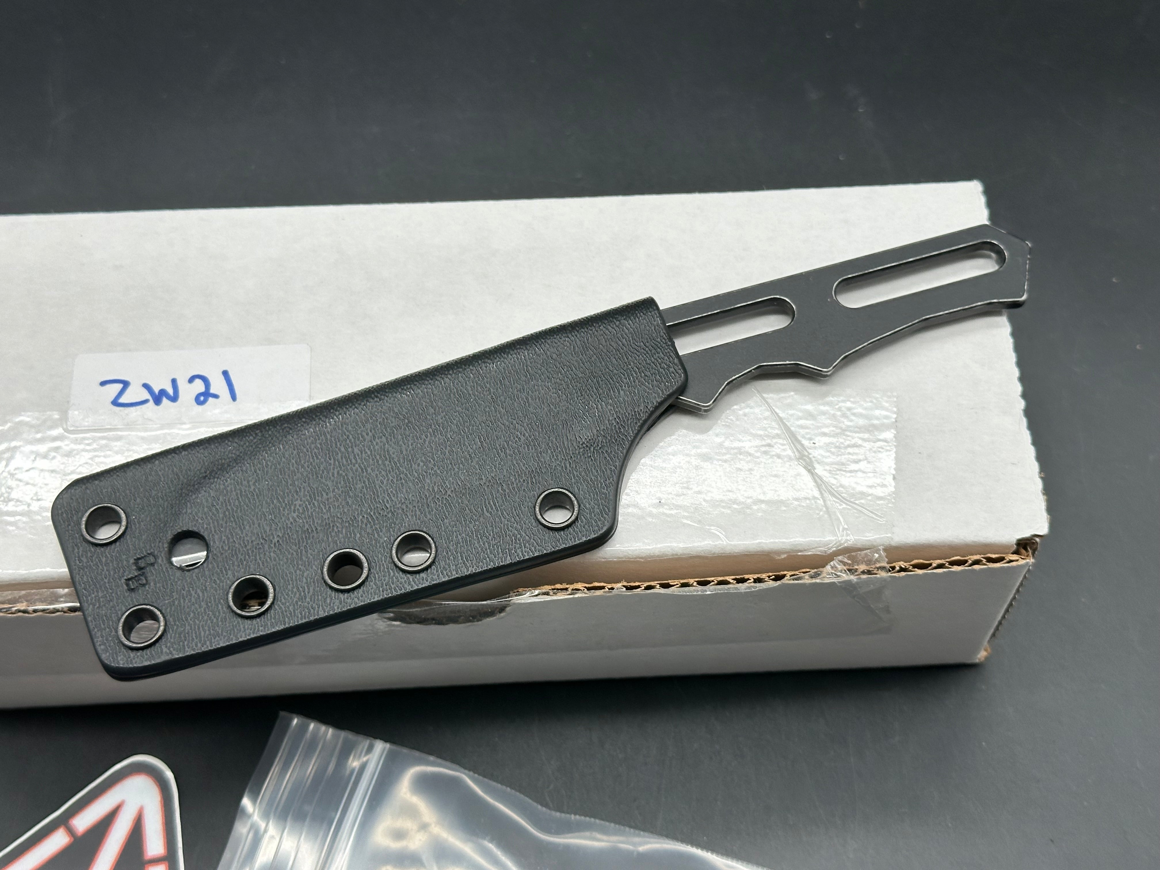 Zach Wood Custom Tools Mini Terror Bird Black Cerakote Fixed Blade with Ulticlip Sheath
