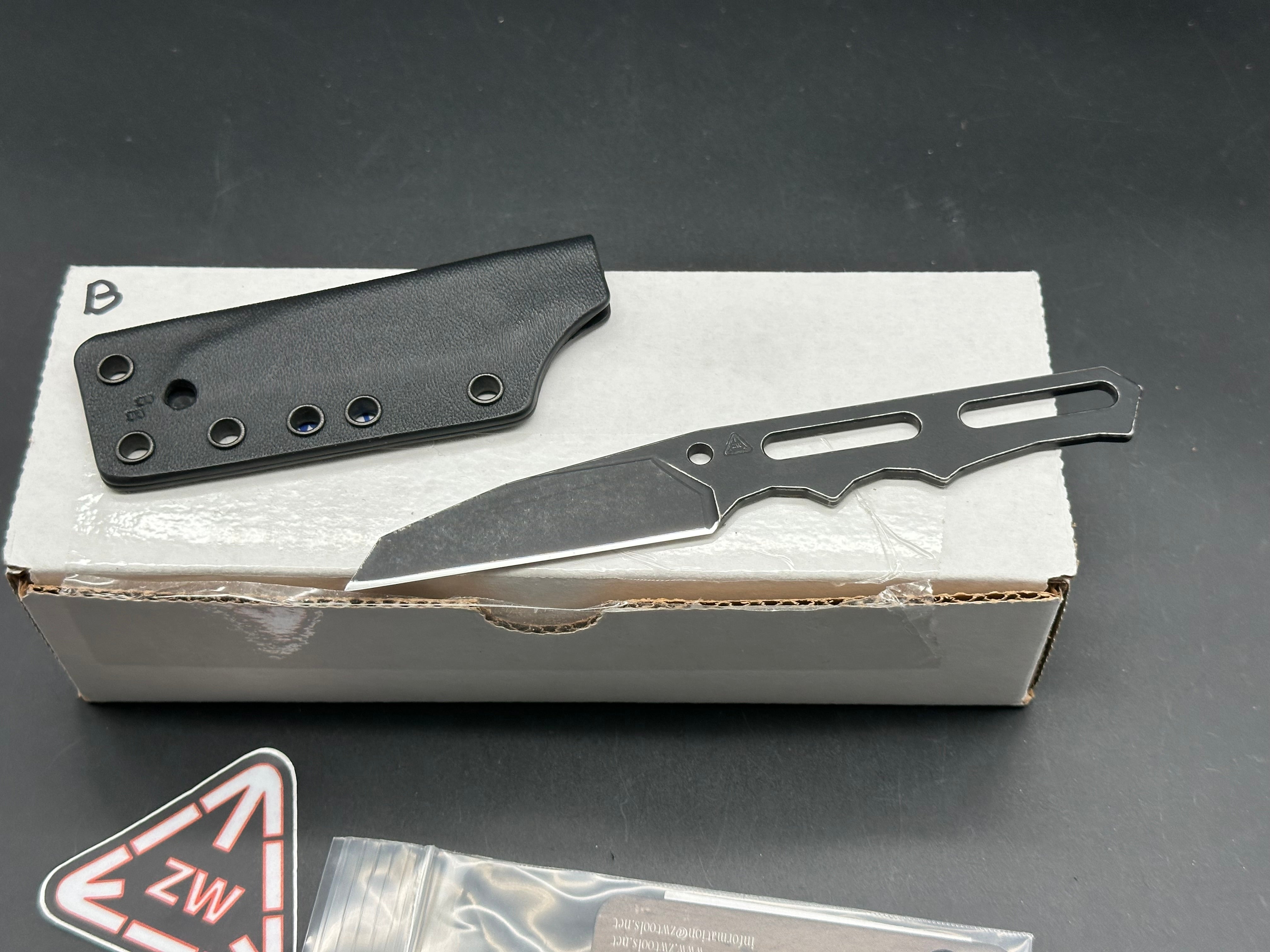 Zach Wood Custom Tools Mini Terror Bird Black Cerakote Fixed Blade with Ulticlip Sheath