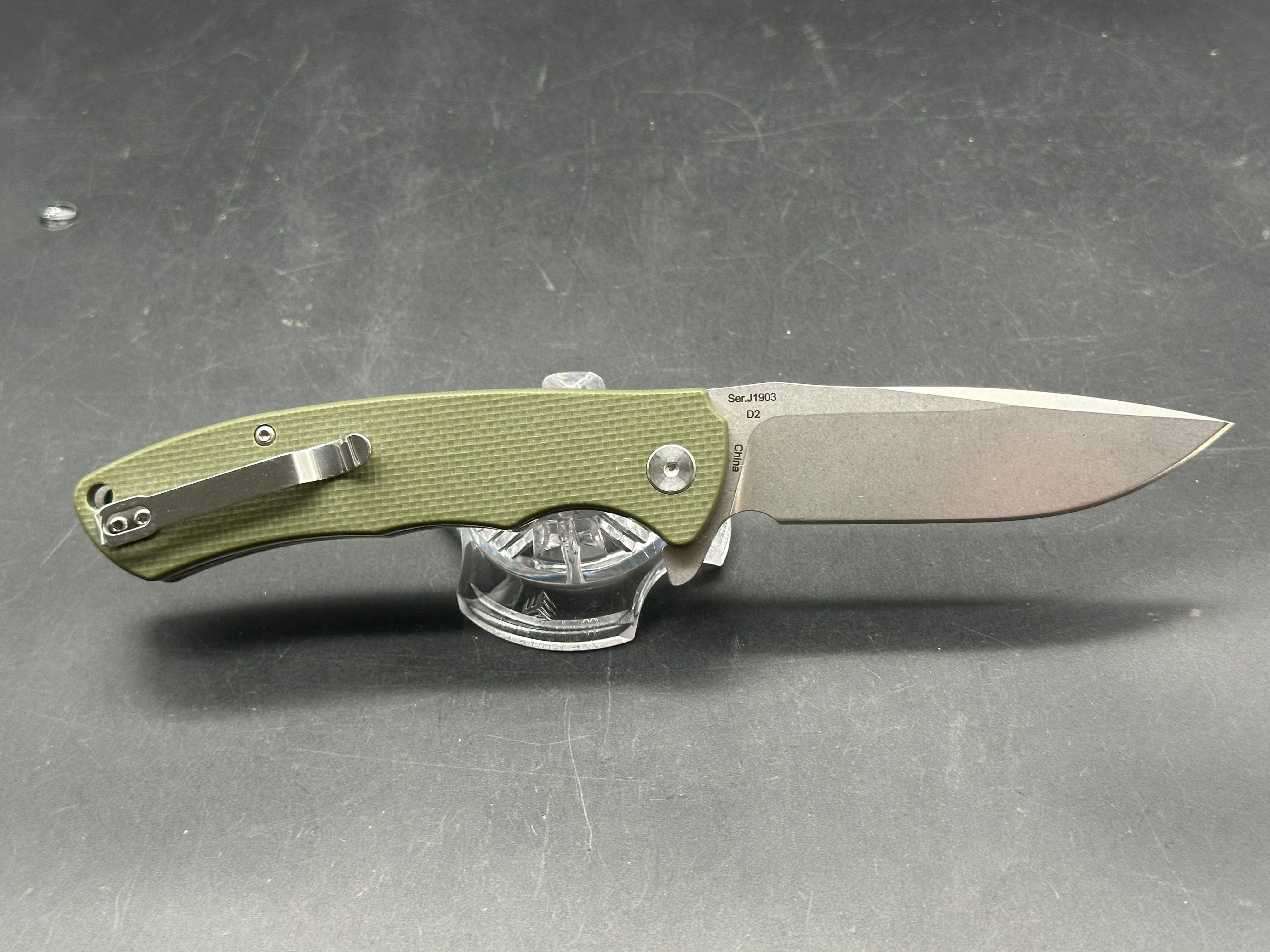 CJRB Cutlery Taiga Liner Lock Knife Gray G-10 (3.75" D2 Stonewash) J1903