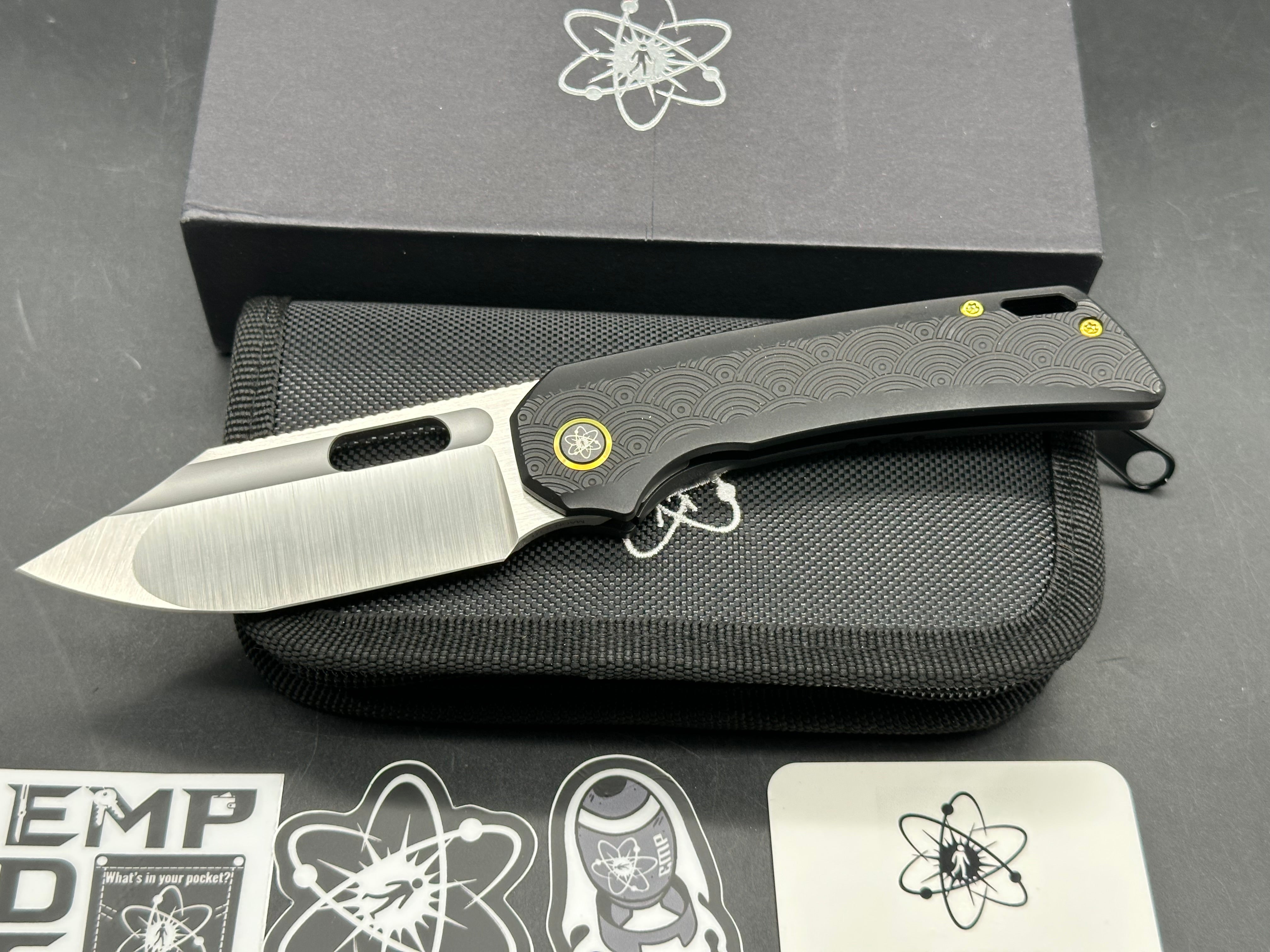 EMP EDC - Relative/Black Milled "Dark Seigaiha" Ti Handle + Bronze Hardware/Bowie/Satin Magnacut