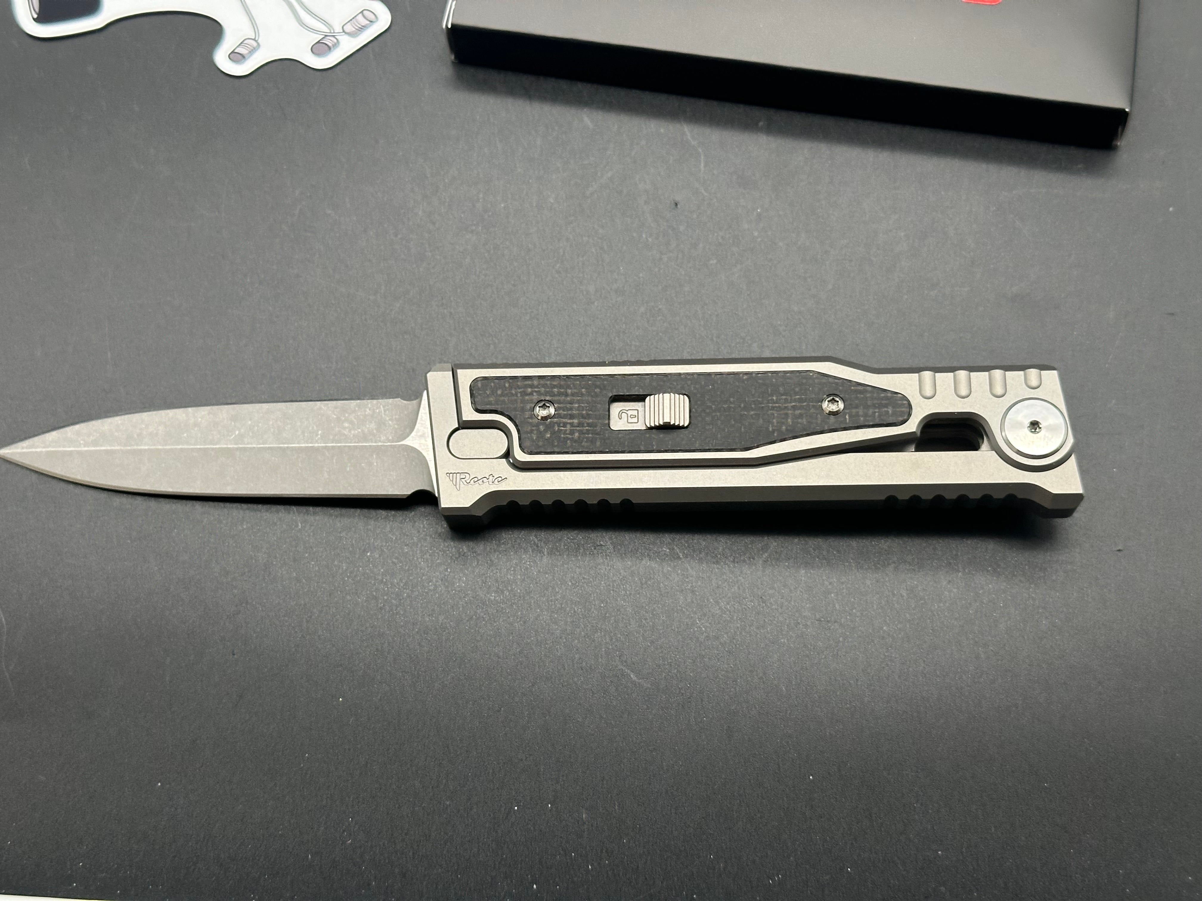 REATE EXO-M-2 W/ LOCK BLACK MICARTA INLAY HANDLE ELMAX DOUBLE EDGE