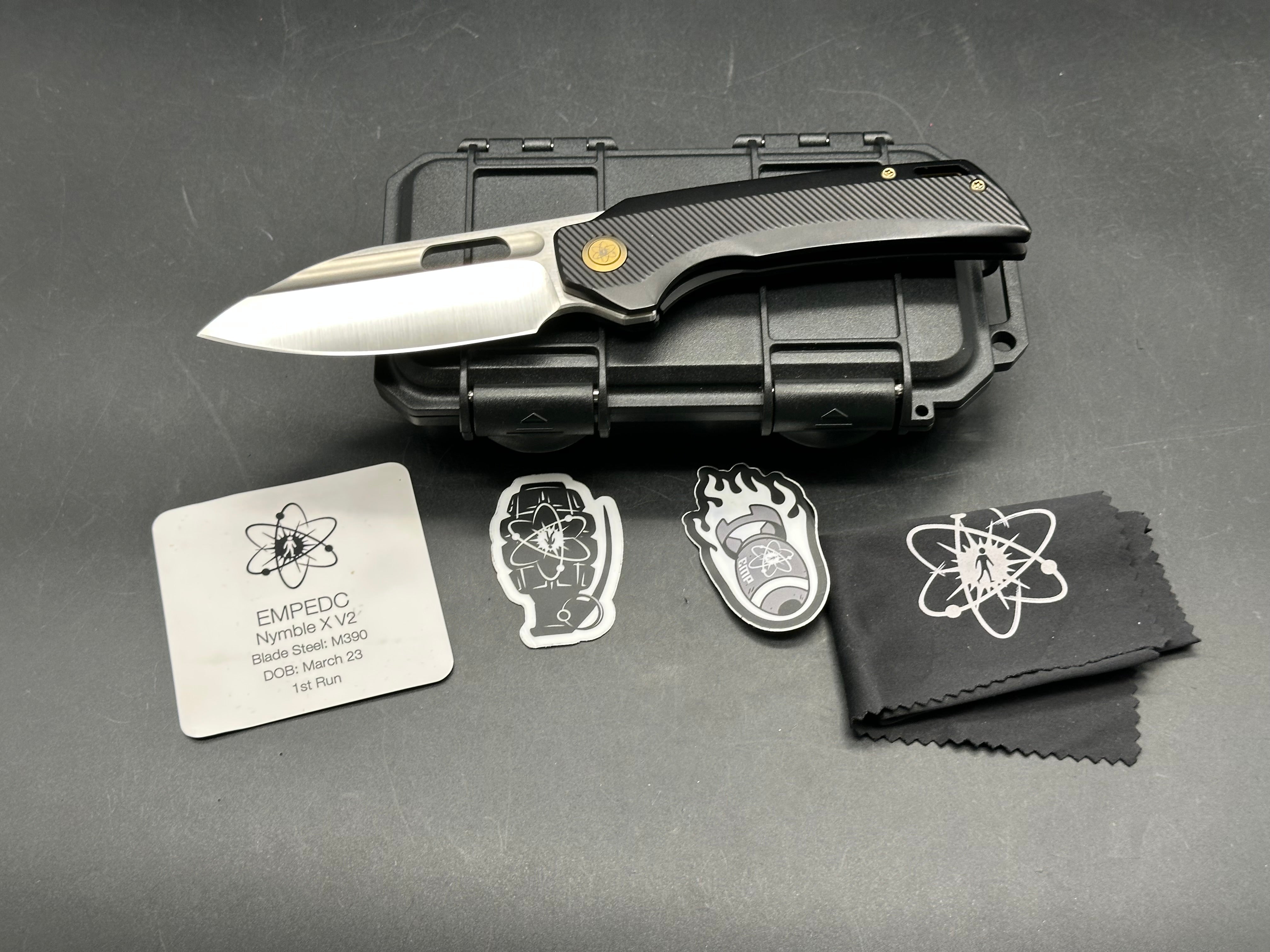EMP EDC - Nymble X/Black Milled Ti Handle + Bronze Hardware & Clip/Spear Point/Satin M390
