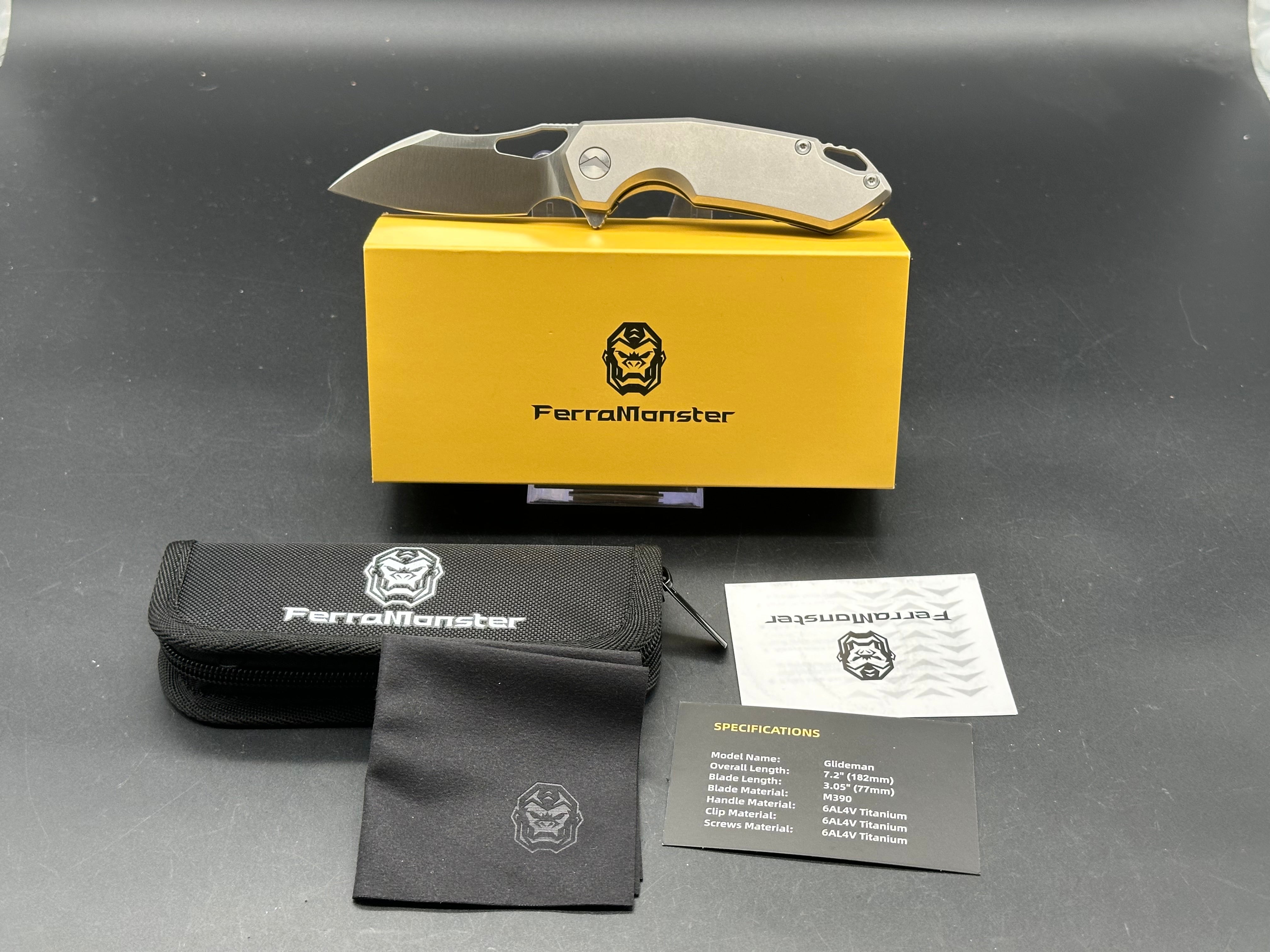 Ferramonster Glideman titanium handle w/M390 blade