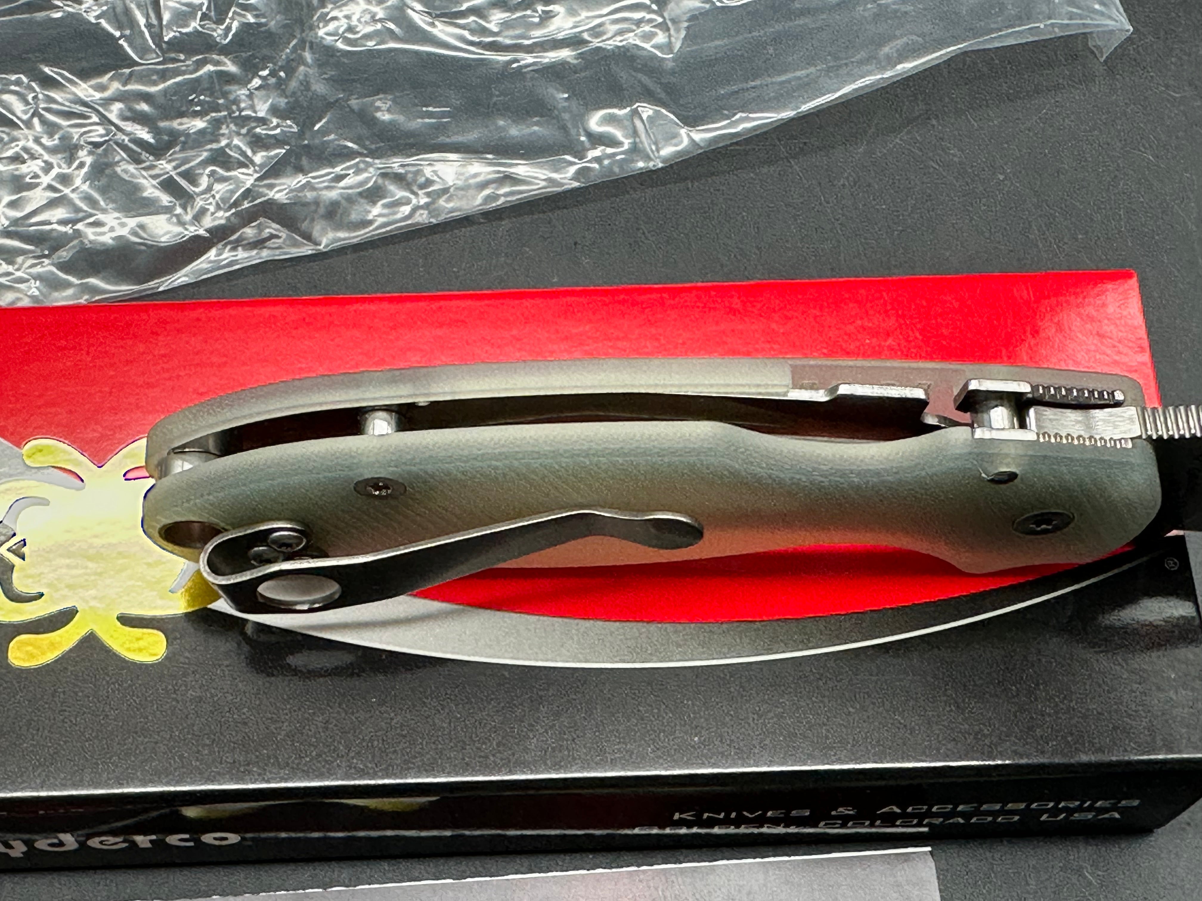 Spyderco Para 3, 2.93" CPM S45VN Stonewash Modified Clip Point Blade with Ripp's Garage Tech (RGT) Milled Natural G10 Scales plus Lynch Titanium Pocket Clip