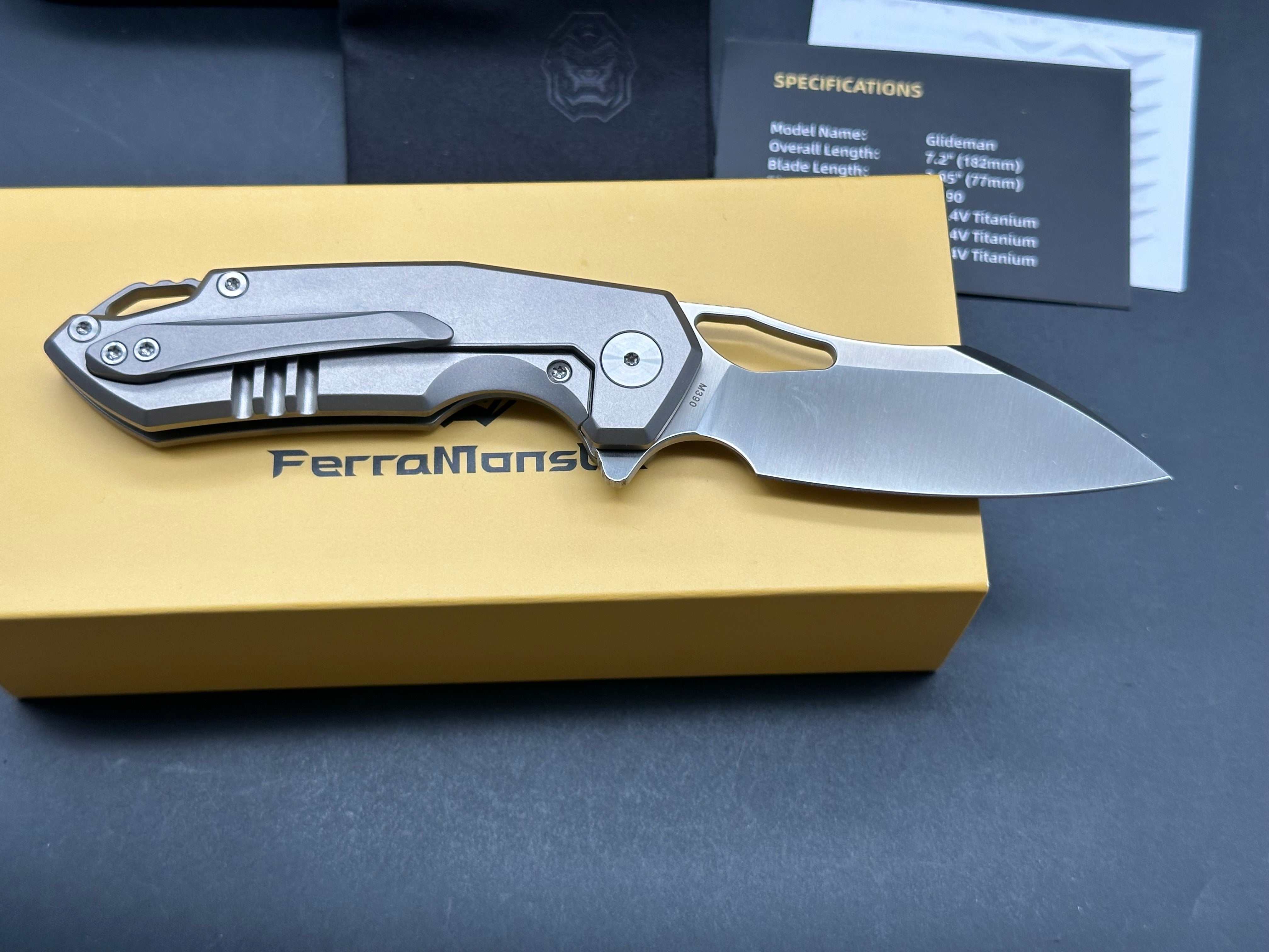Ferramonster Glideman titanium handle w/M390 blade