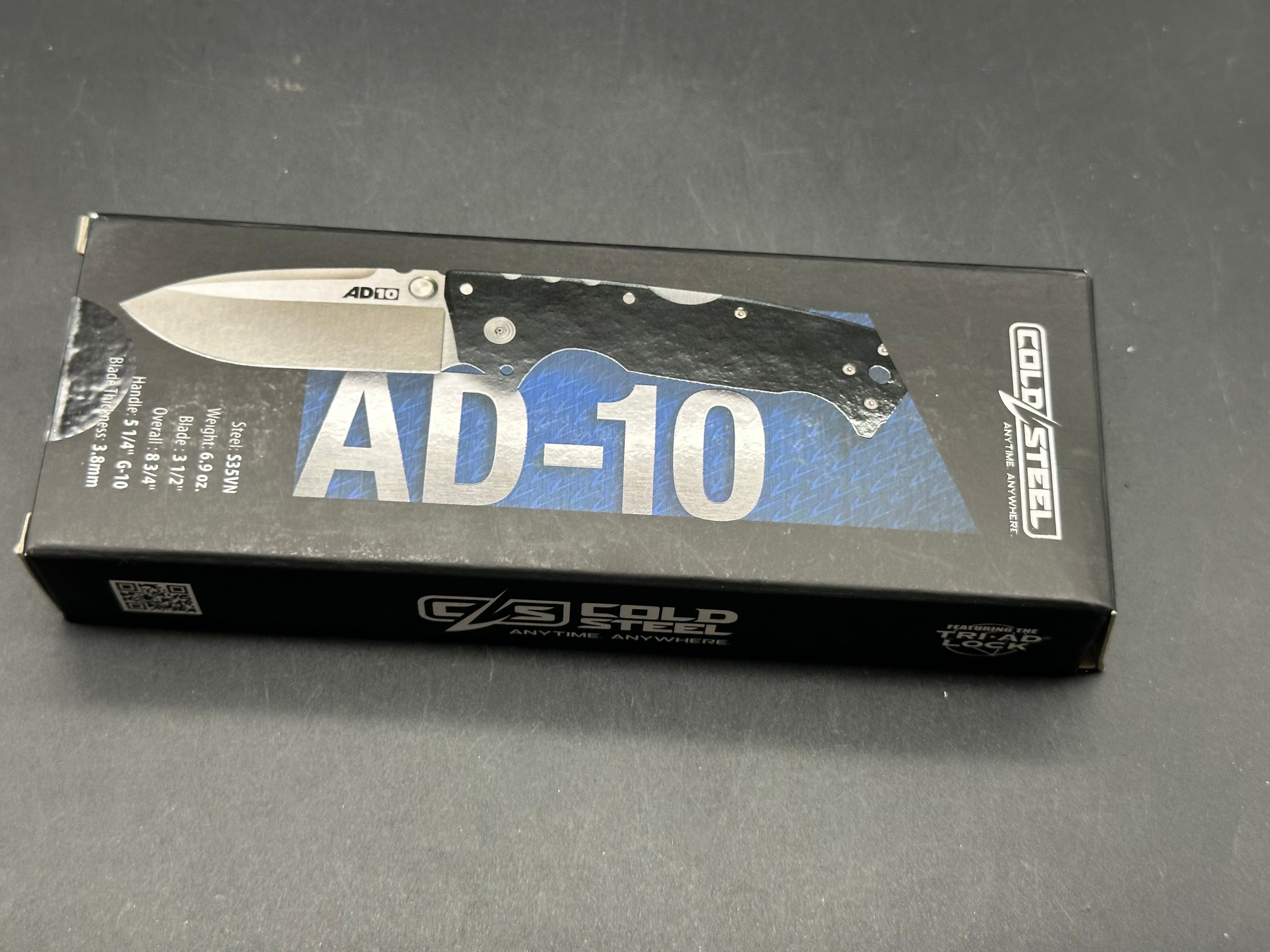Cold Steel AD-10 Folding Knife 3.5" Drop Point S35VN Stainless Steel Blade G-10 Handle Black