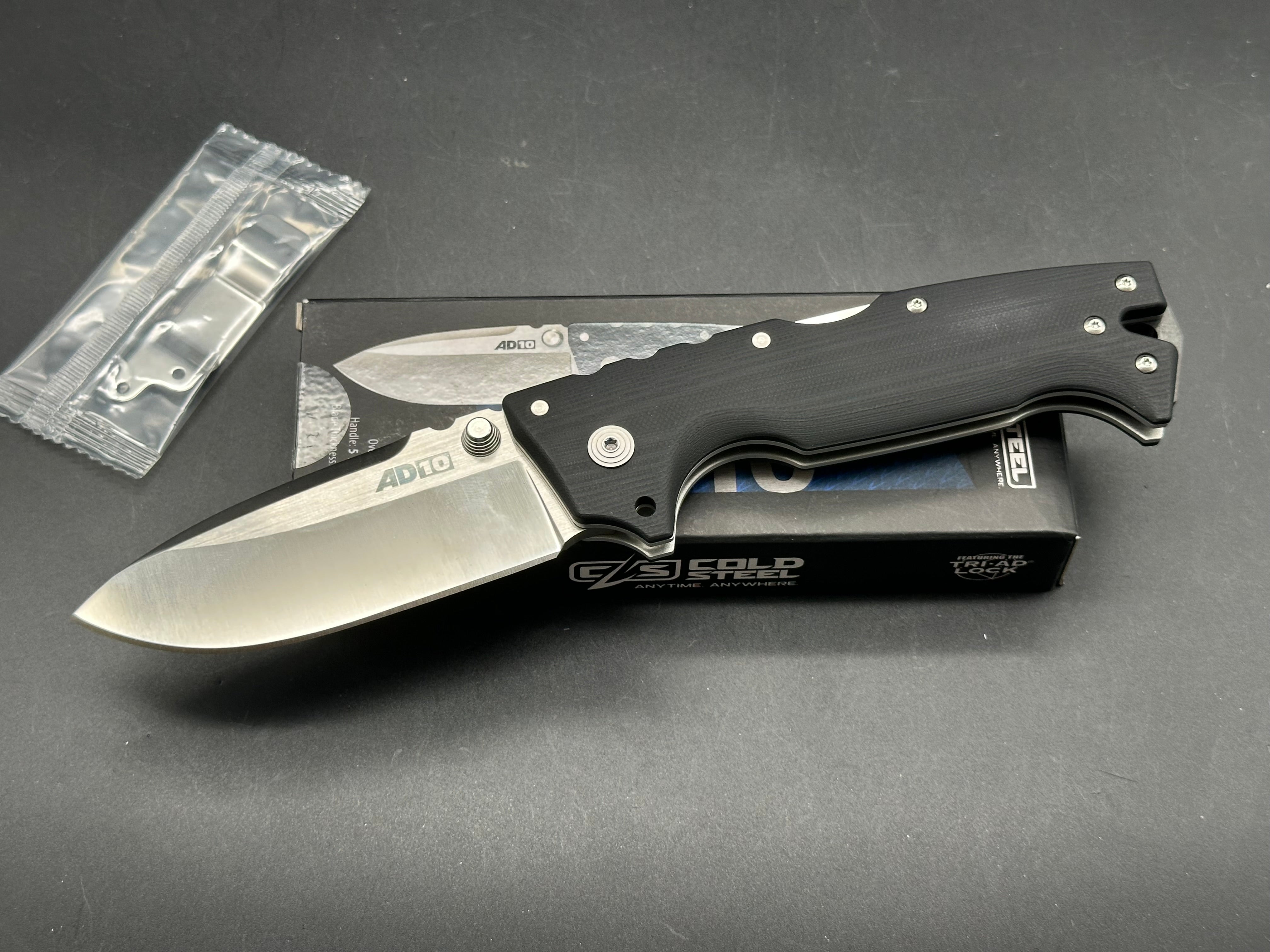 Cold Steel AD-10 Folding Knife 3.5" Drop Point S35VN Stainless Steel Blade G-10 Handle Black