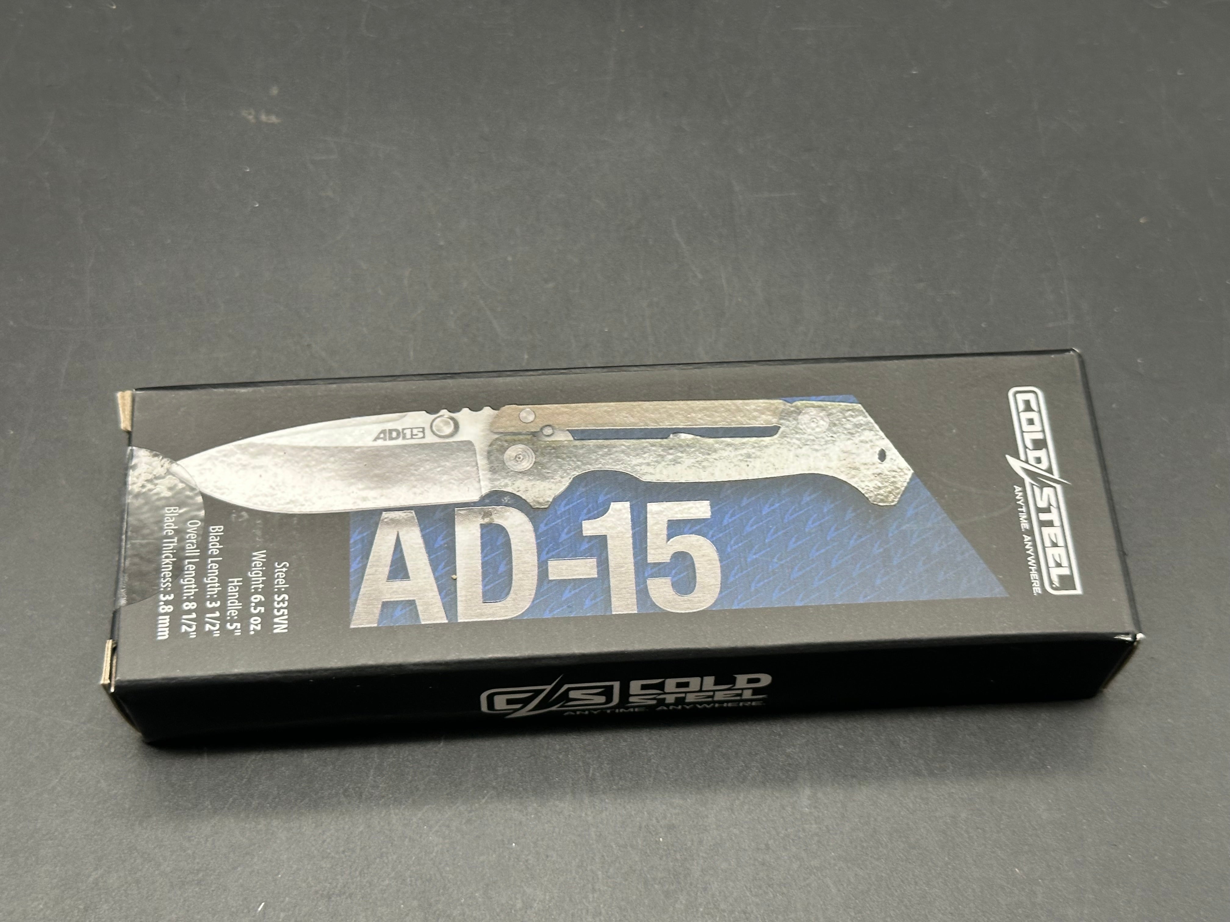 Cold Steel AD-15 Folding Knife 3.5" Drop Point S35VN Stainless Steel G-10/Aluminum Handle OD Green CS-58SQ