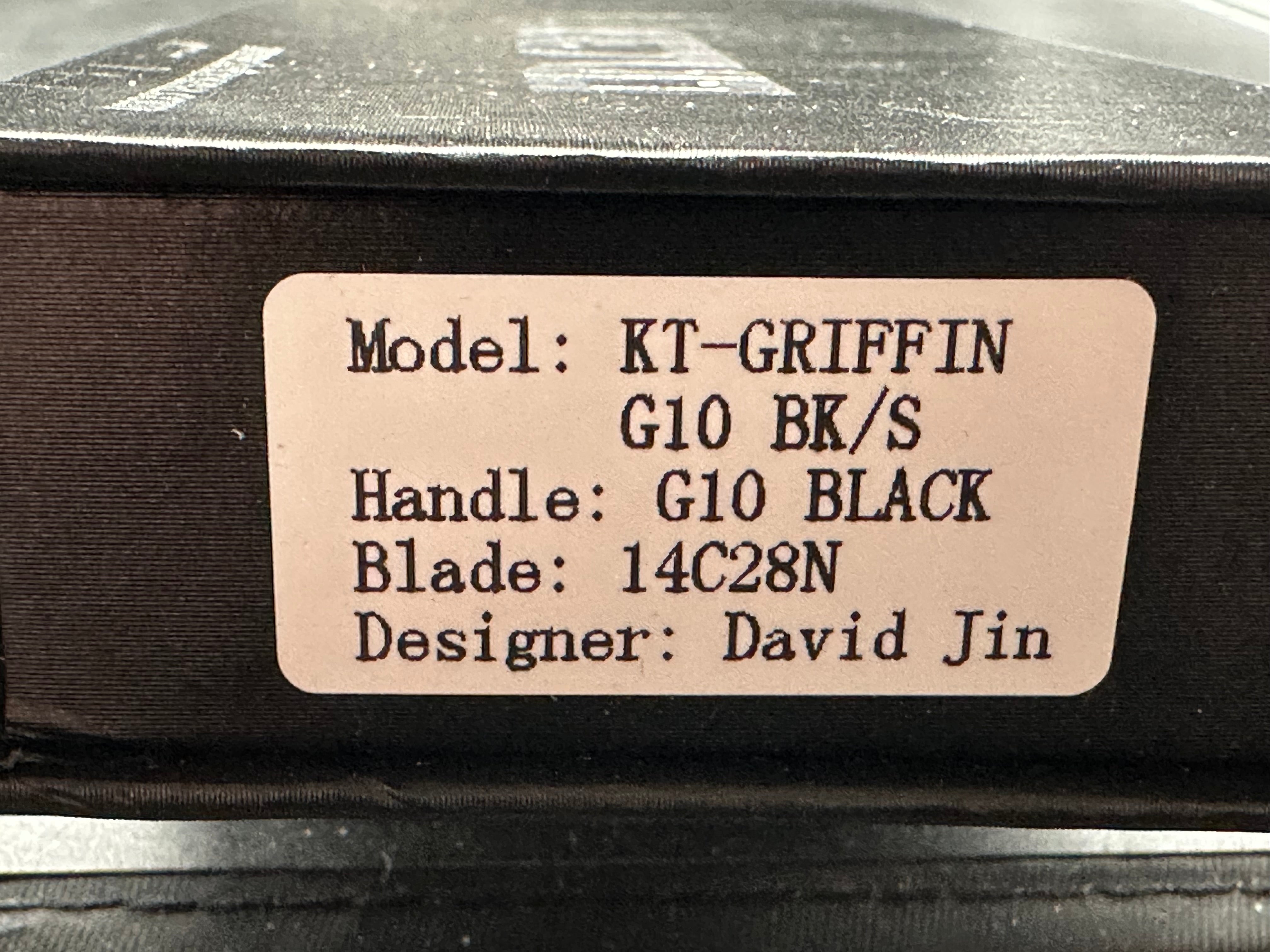 Ketuo Knife - Griffin G10/Black G-10 Scales + Shred Carbon Fiber Inlays w/Purple Backspacer & Liners/Harpoon/Hand Rubbed 14C28N