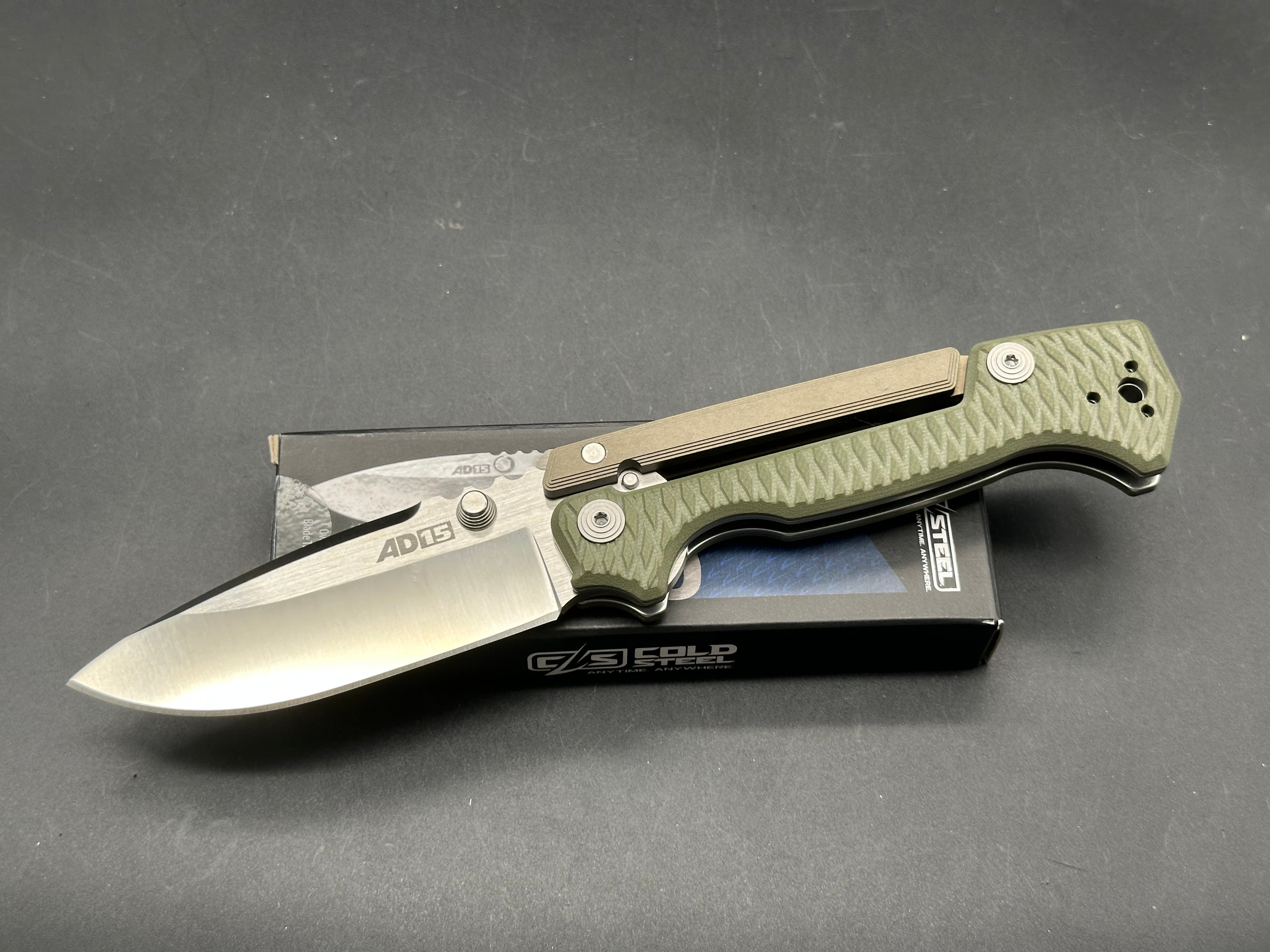Cold Steel AD-15 Folding Knife 3.5" Drop Point S35VN Stainless Steel G-10/Aluminum Handle OD Green CS-58SQ
