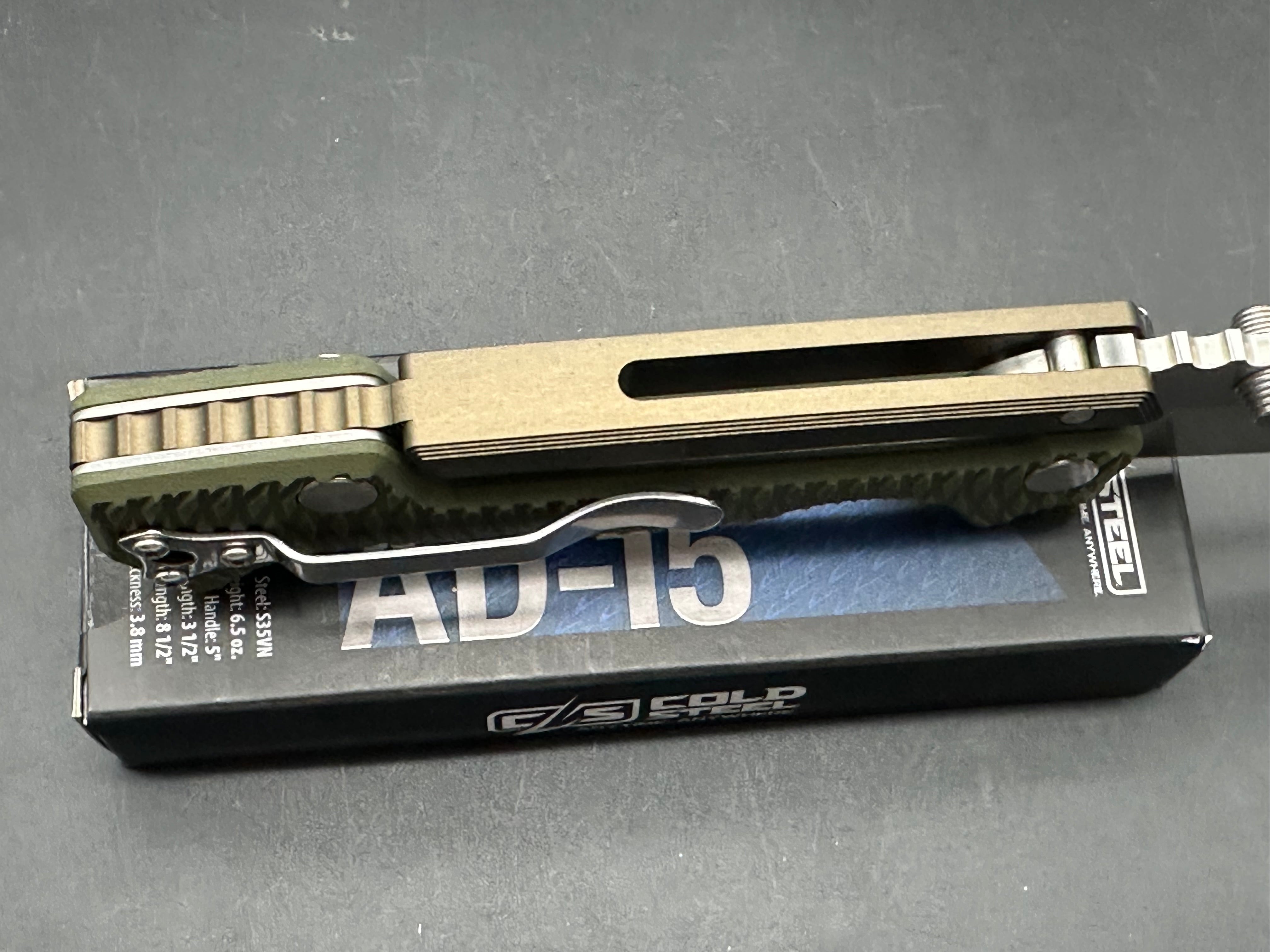 Cold Steel AD-15 Folding Knife 3.5" Drop Point S35VN Stainless Steel G-10/Aluminum Handle OD Green CS-58SQ