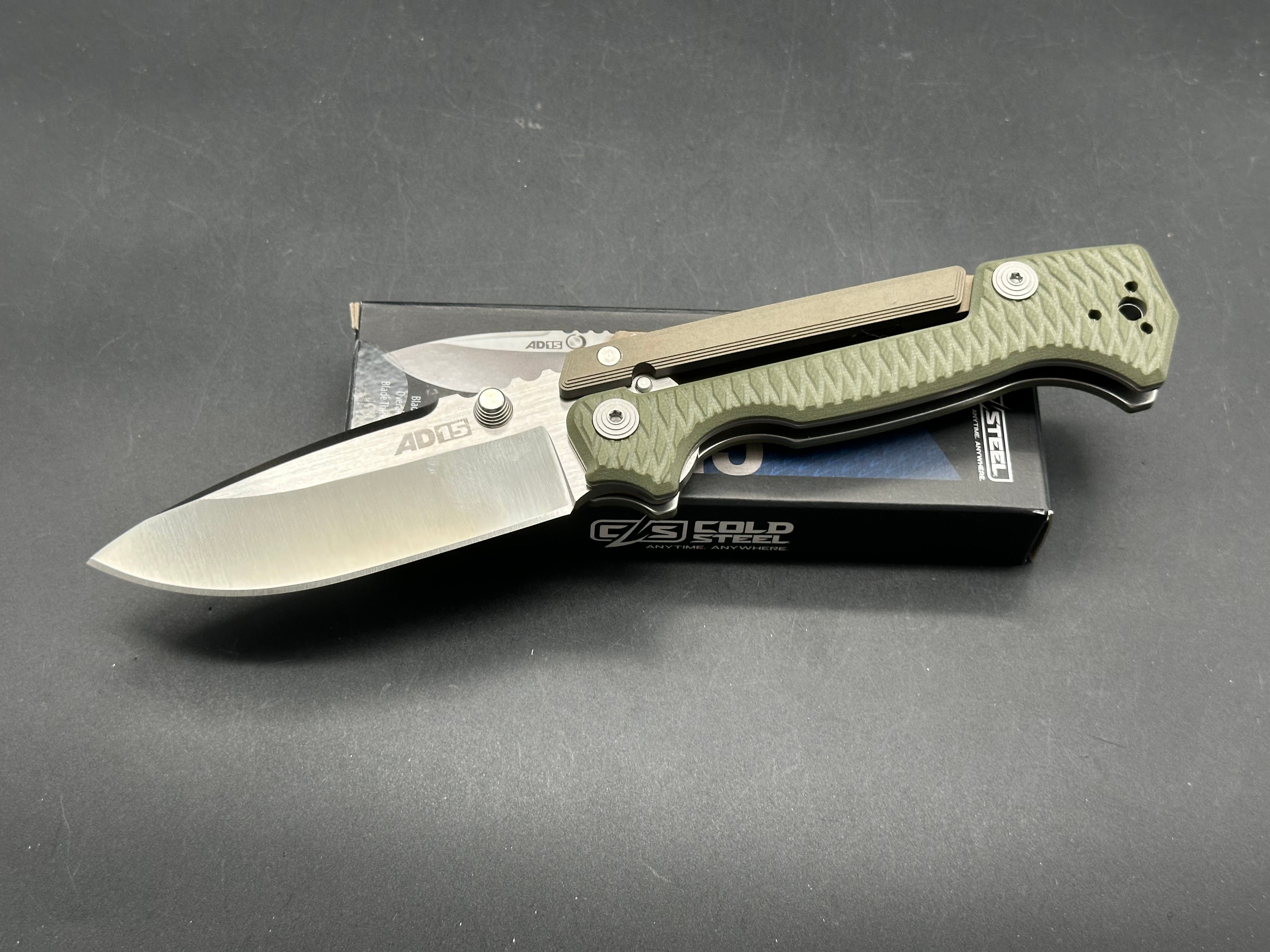 Cold Steel AD-15 Folding Knife 3.5" Drop Point S35VN Stainless Steel G-10/Aluminum Handle OD Green CS-58SQ