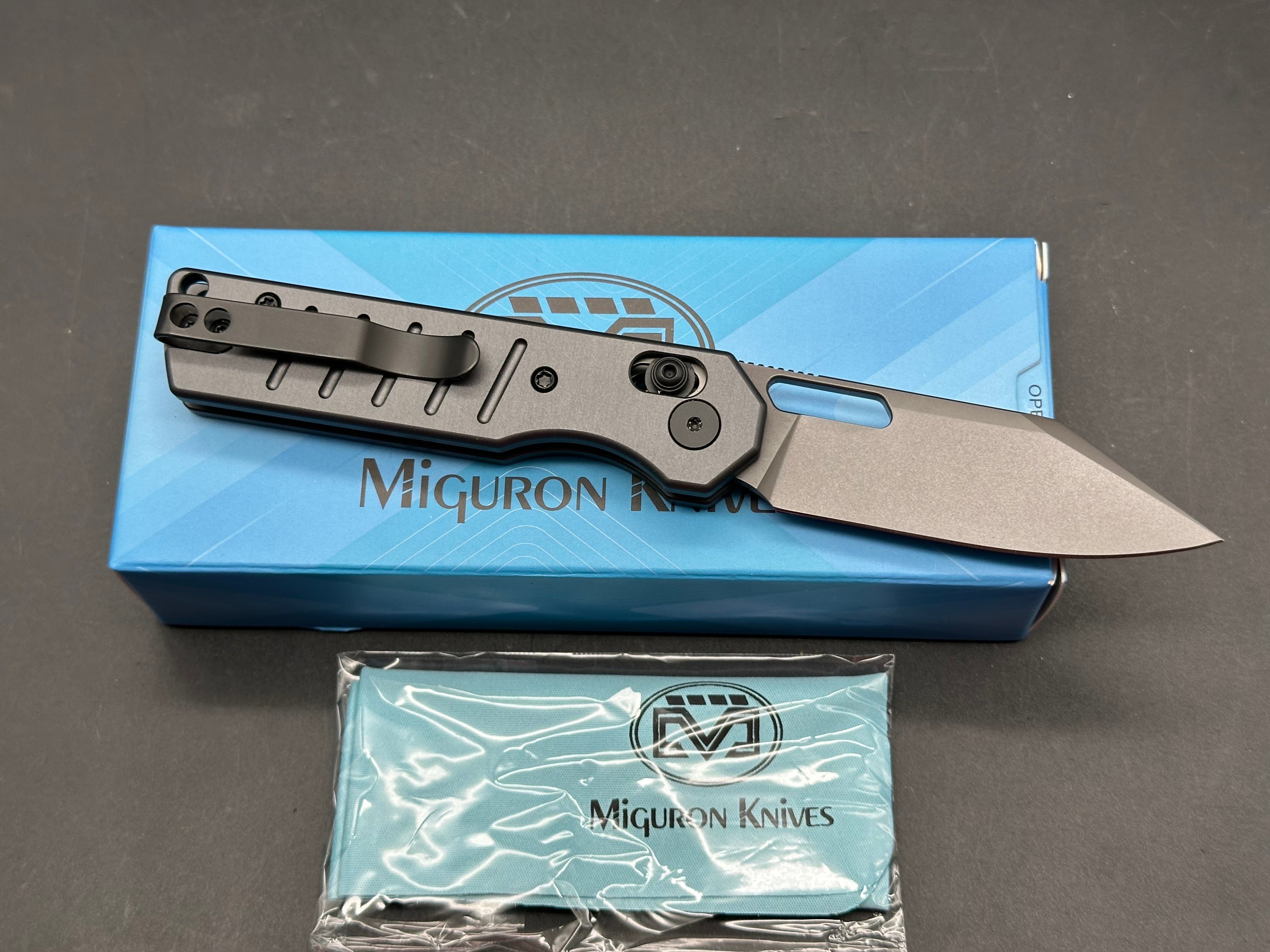 Miguron Gatov, 2.81" D2 Dark Gray PVD Blade with Dark Gray PVD Aluminum Scales