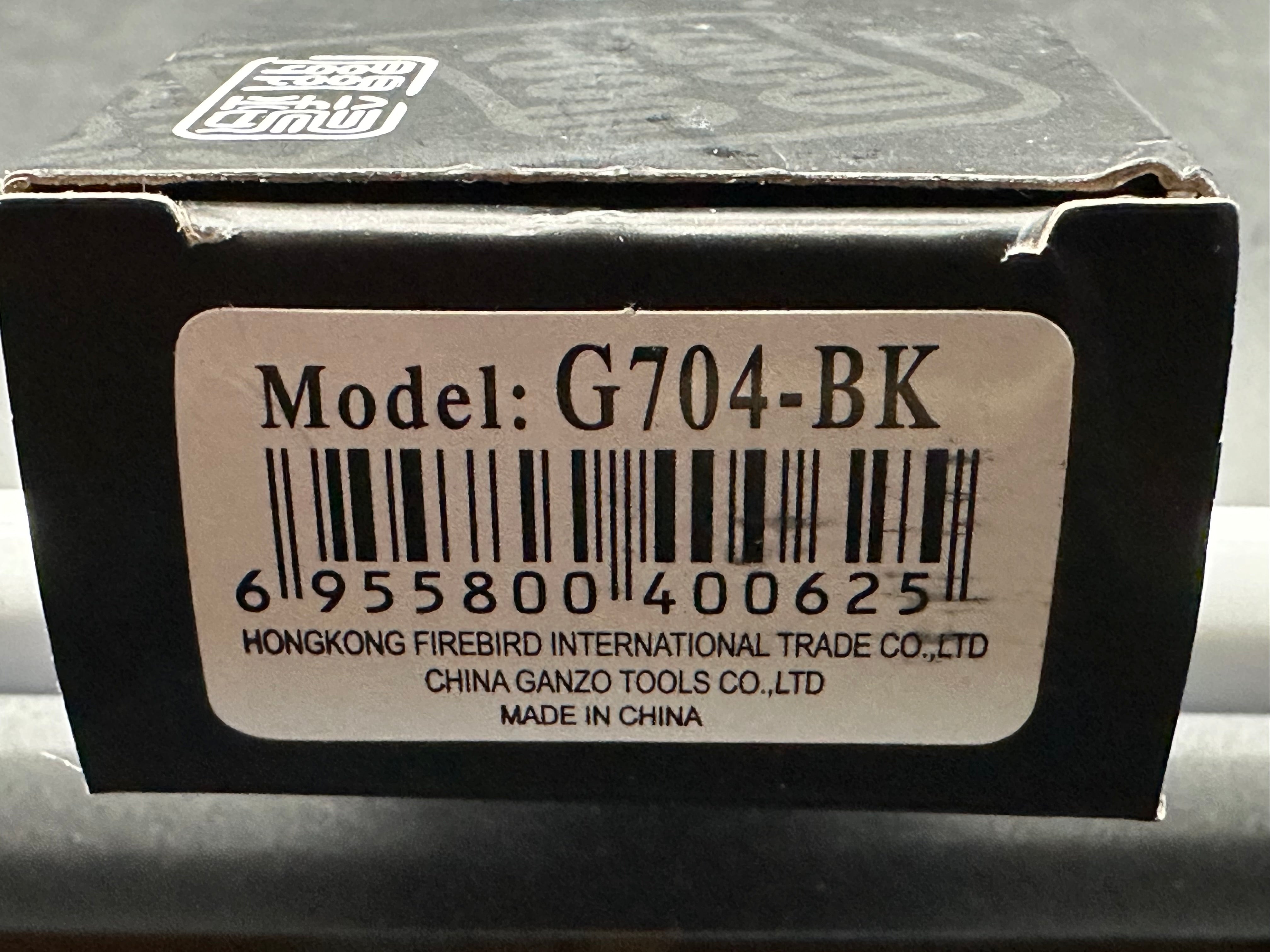 Ganzo G704-BK, 3.35” 440C Satin Drop Point Blade, Black G10 Handle