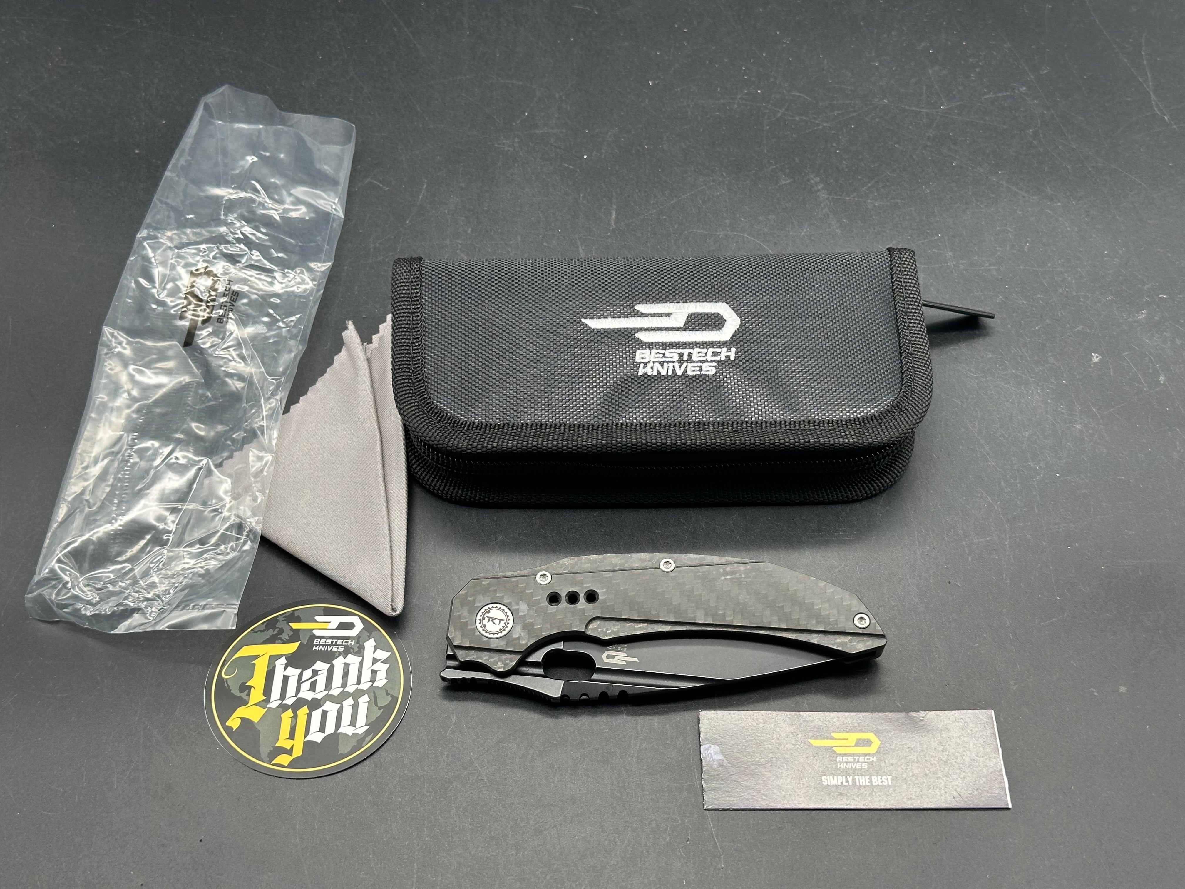 Bestech Exploit: Titanium handle with carbon fiber, black S35VN blade, 7.95" overall length