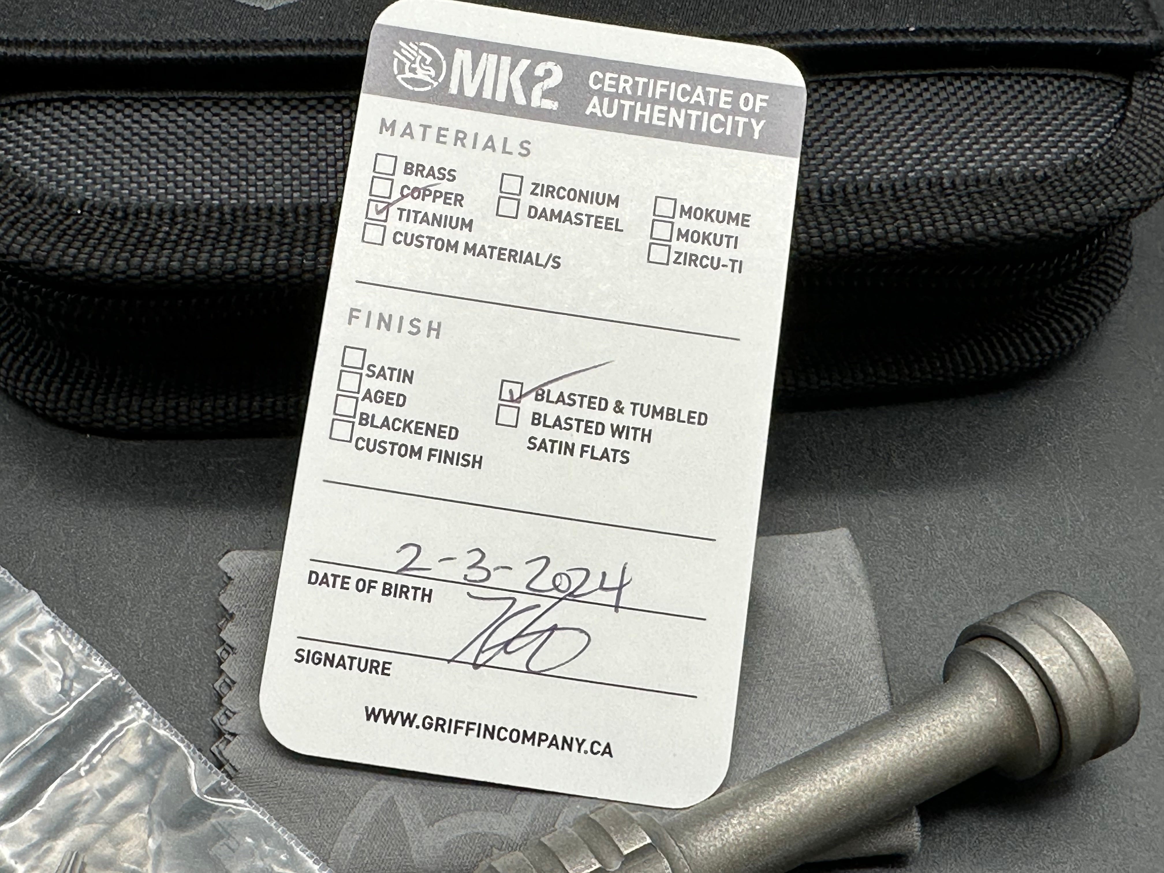 Griffin Co MK2 3.75" Blasted and Tumbled Titanium Bit Driver Tool