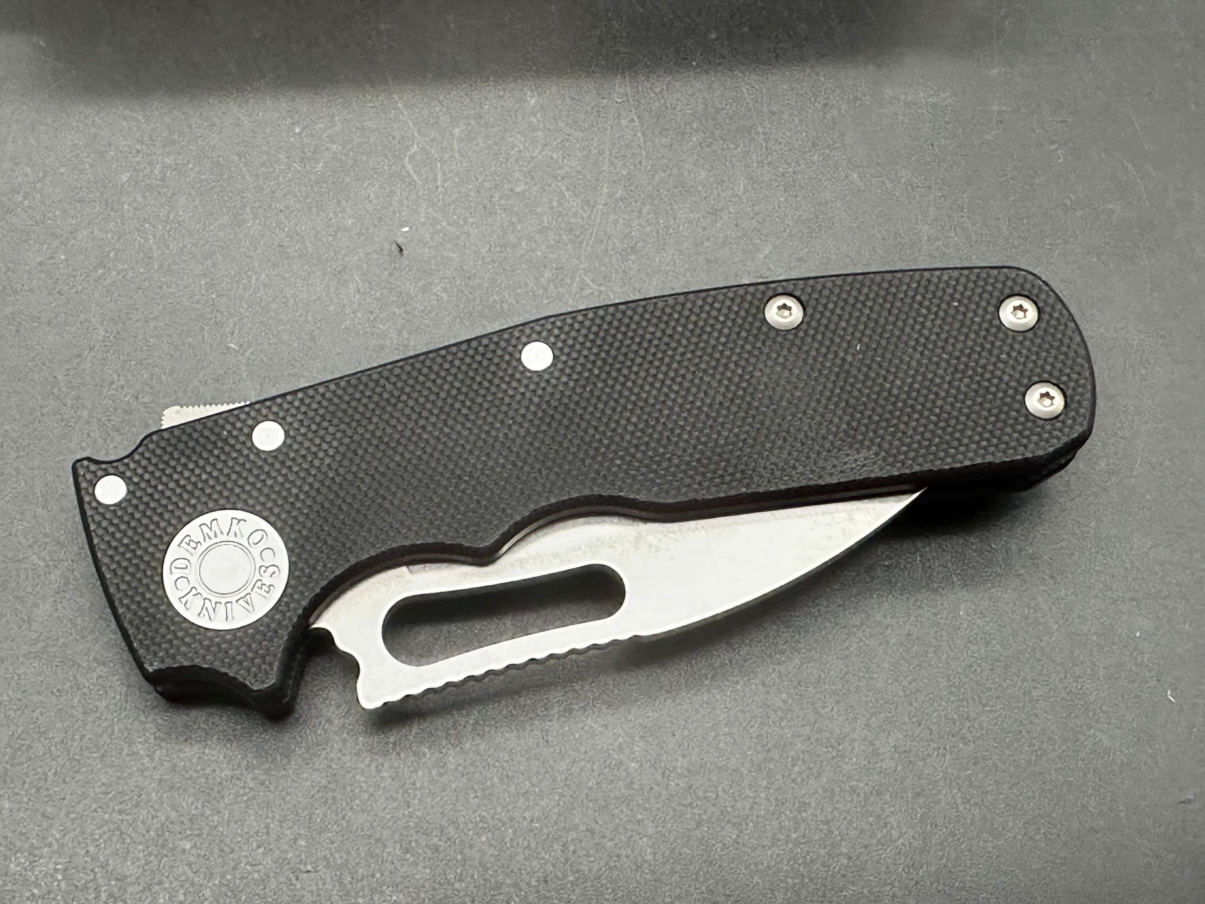 Demko Shark Cub Slicer, 2.75" CPM 20CV Stonewash Blade with Black G10 Scales plus Lynch NW Titanium Pocket Clip