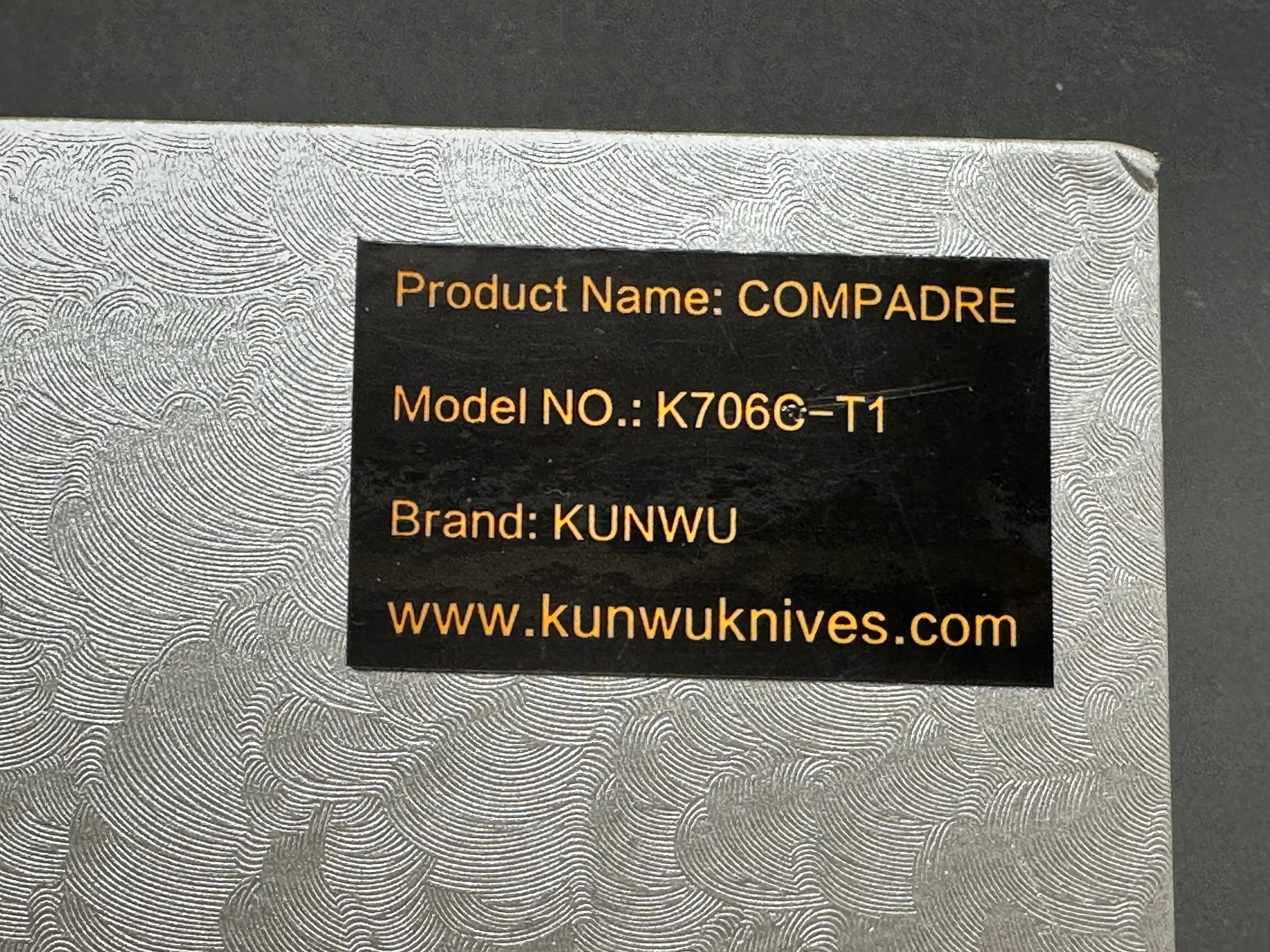 Kunwu Compadre, 2.95" Vanax SuperClean Blade with Stonewash Titanium plus Timascus Back Spacer and Timascus Pocket Clip