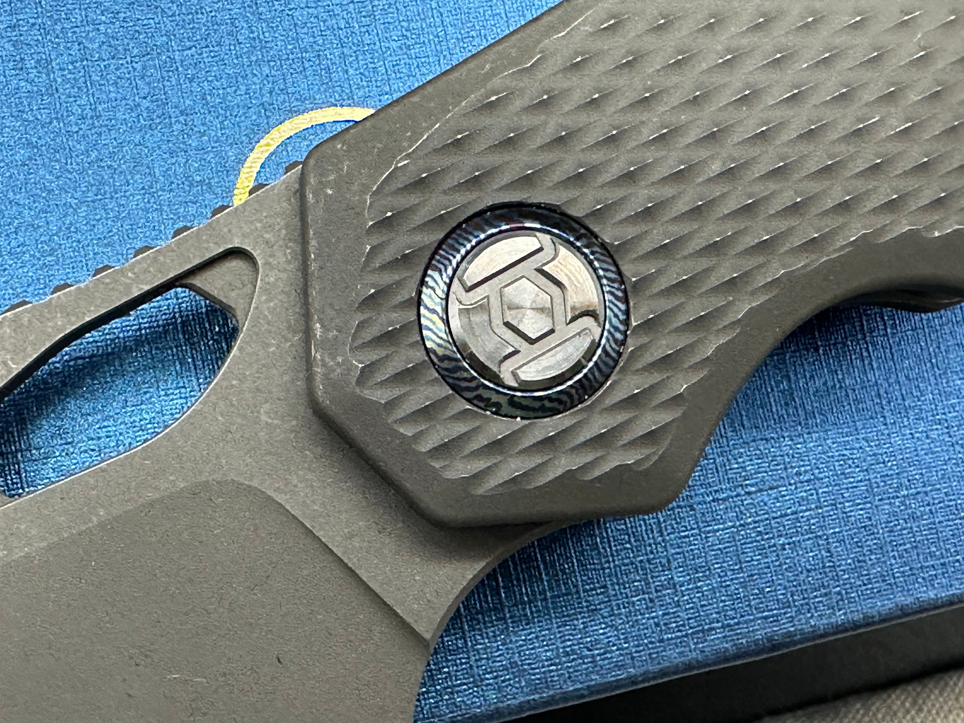 Kunwu Padre (K706T-1), Stonewashed Vanax Blade, Stonewashed Ti Handles with Diamond Texture, Timascus Pivot Collars