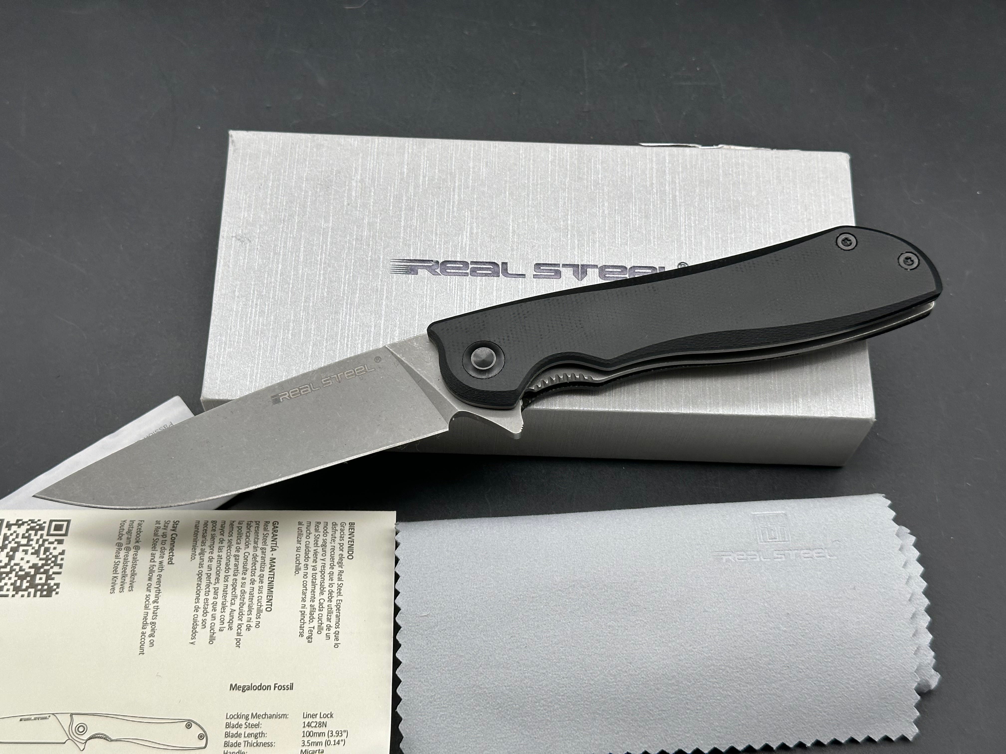 REAL STEEL MEGALODON 14C28N 3.93" MICARTA