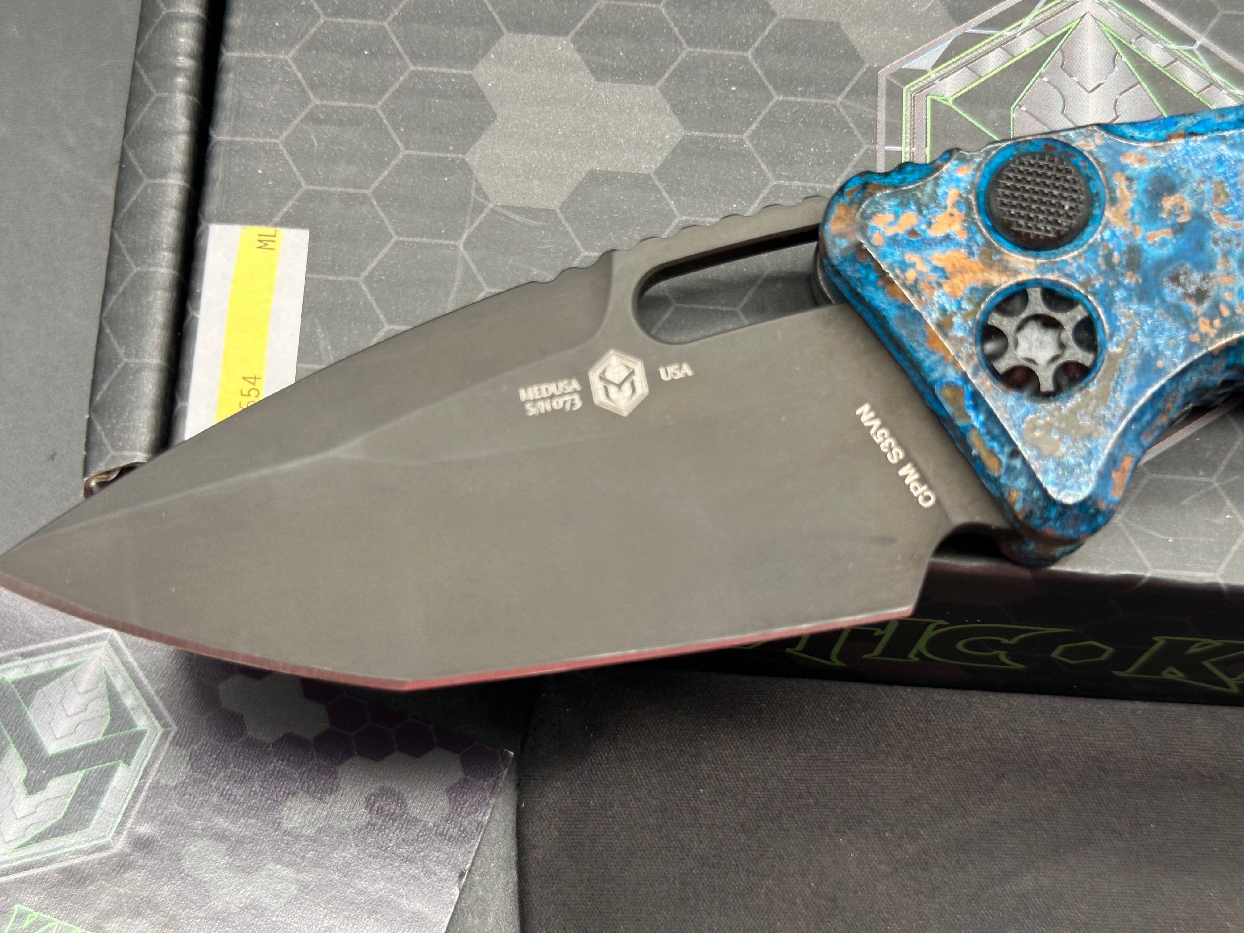 Heretic Knives Medusa Auto Chemtina Copper (Shipwreck) finish black CPM S35VN blade