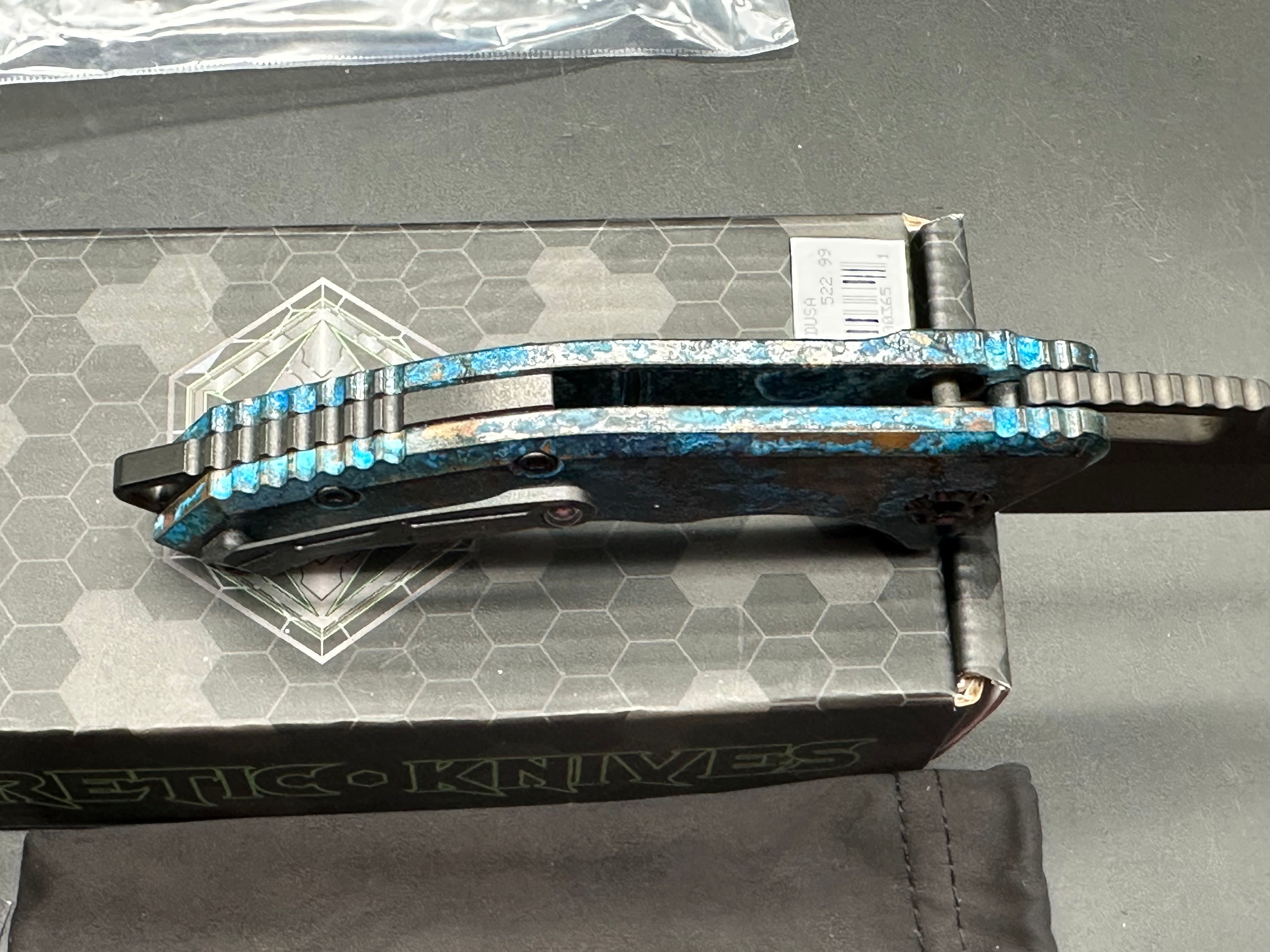 Heretic Knives Medusa Auto Chemtina Copper (Shipwreck) finish black CPM S35VN blade