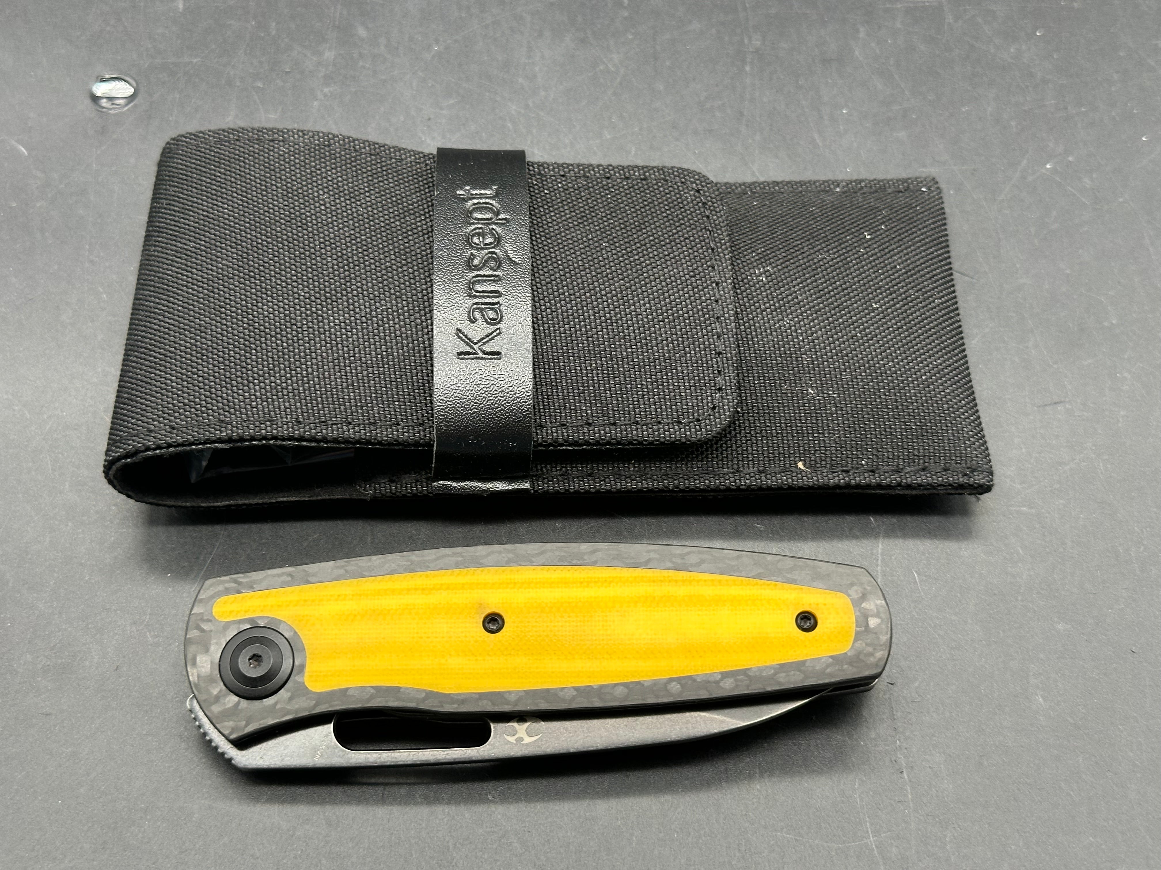 Kansept Mato Black stonewashed CPM S35VN blade twill carbon fiber