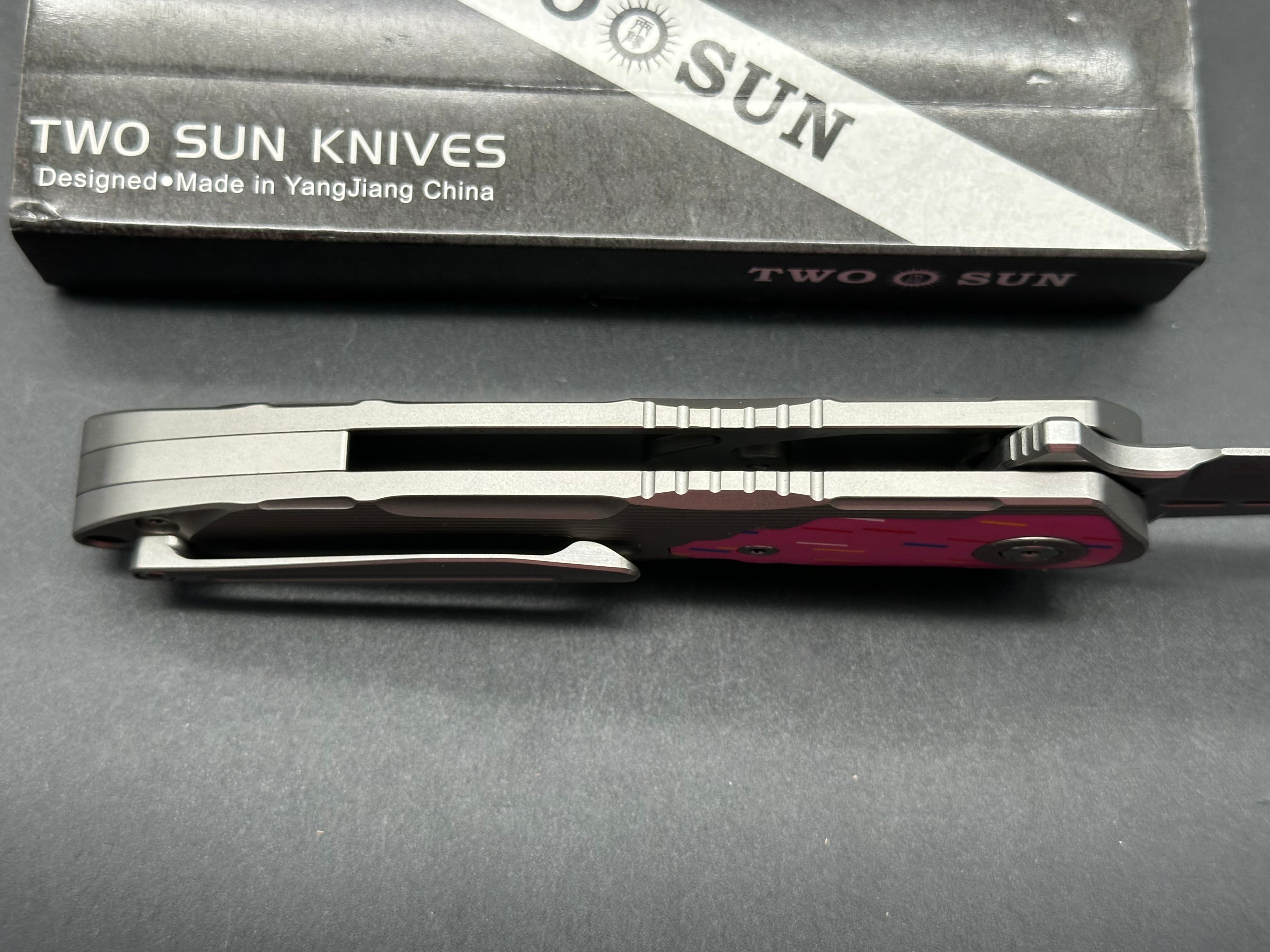 TwoSun TS514 Davin Chen design, titanium frame lock with G10 insert 14c28n blade