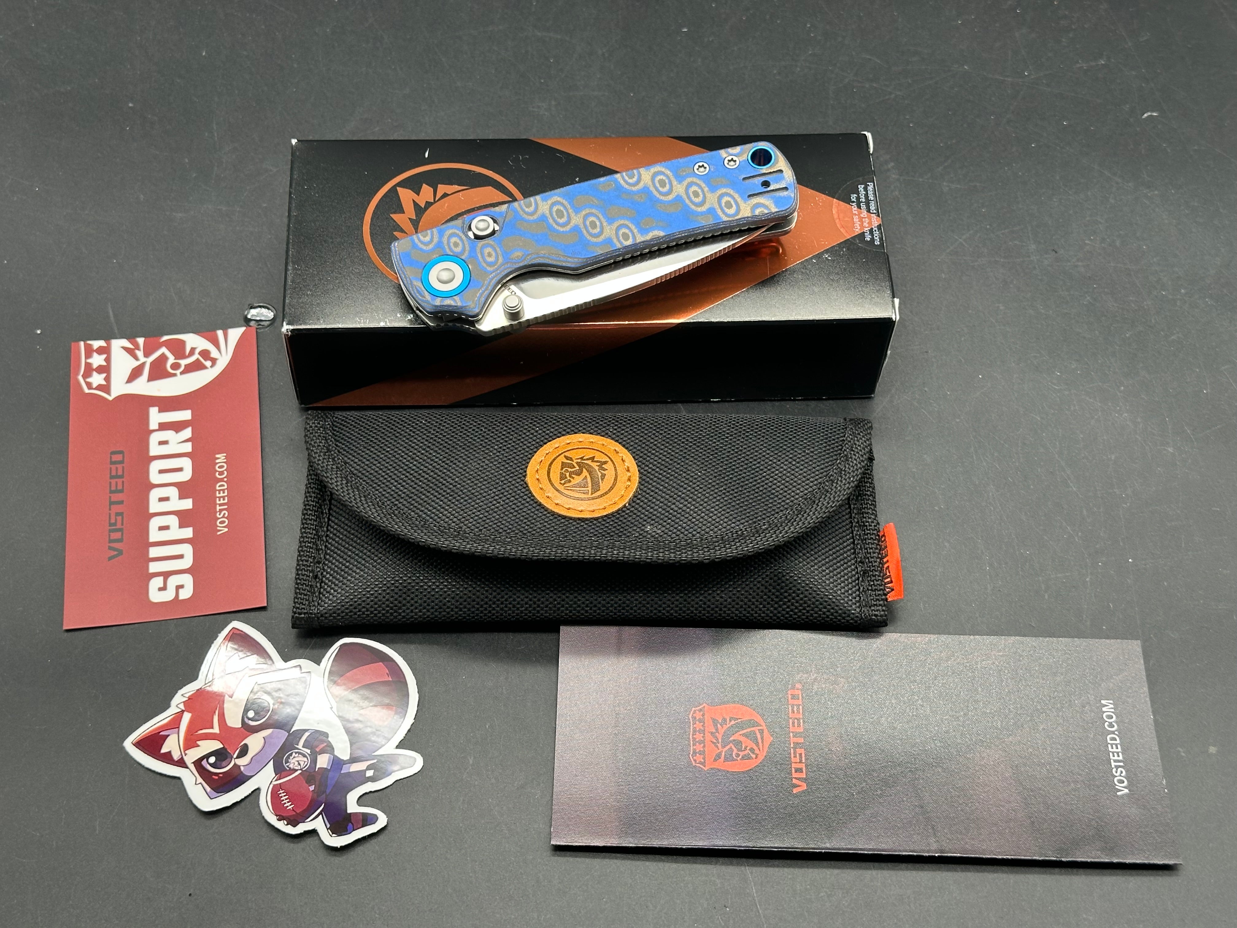 Vosteed Porcupine blue ocean micarta handle w/14C48N blade